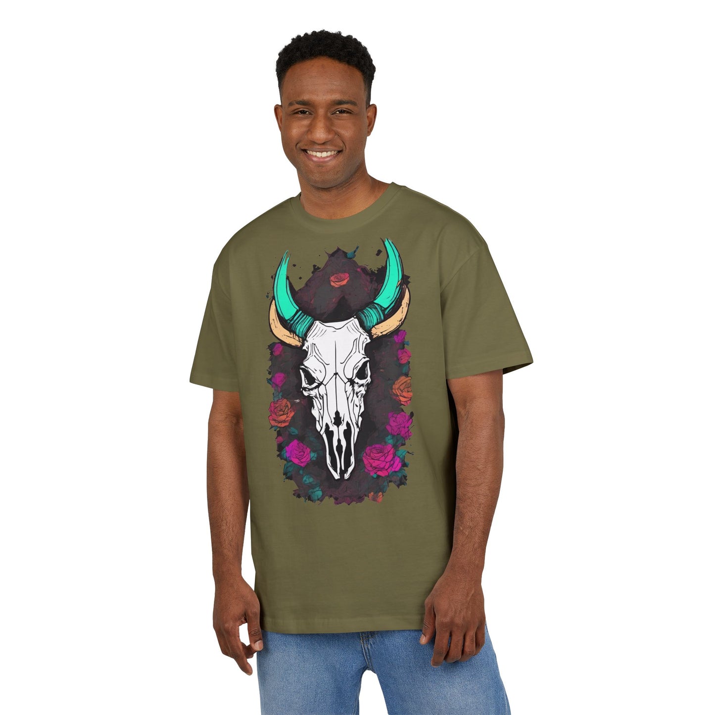 Bohemian Skull Graphic Tee, Unisex Heavy Oversize Tee, Cool Graphic T-Shirt, Festival Fashion, Casual Wear, Unique Gift Idea