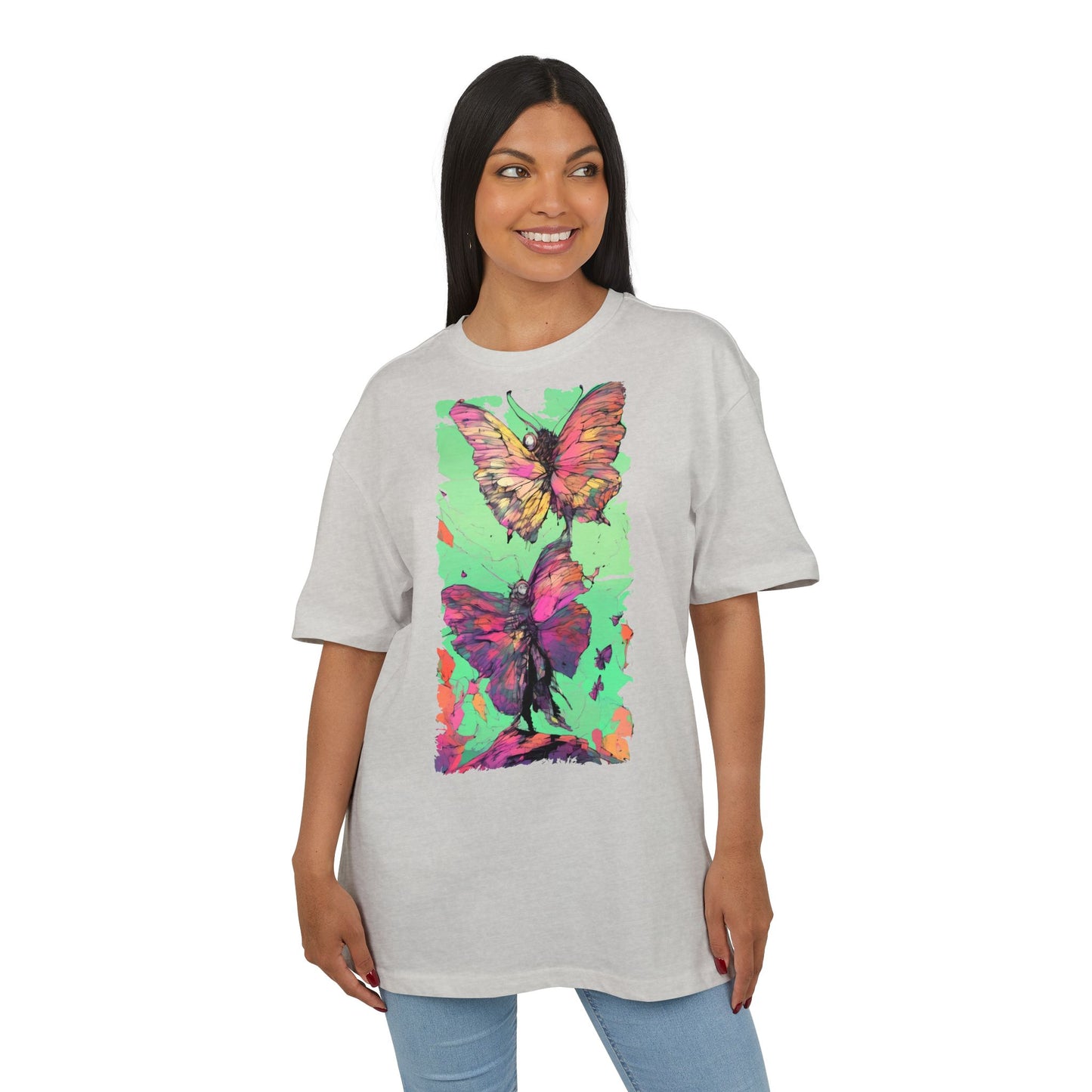 Colorful Butterfly Oversized Tee | Boho Style Tee, Spring Fashion, Nature Lover Gift, Festival Wear, Unique Graphic Shirt
