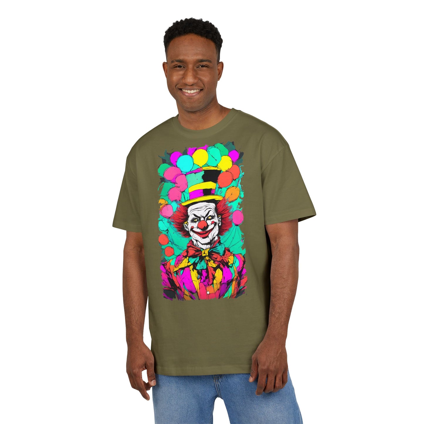 Colorful Clown Graphic Unisex Oversize Tee | Fun Wear, Festival Outfit, Circus Theme, Unique Gift, Statement Shirt