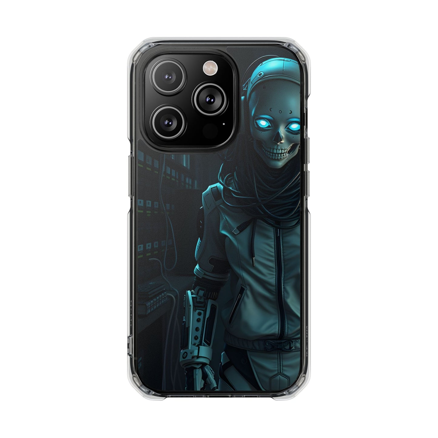 Futuristic Robot Phone Case, Magnetic Clear Impact Case, Unique Gift for Tech Lovers, Protective Smartphone Accessory, Cyberpunk Style