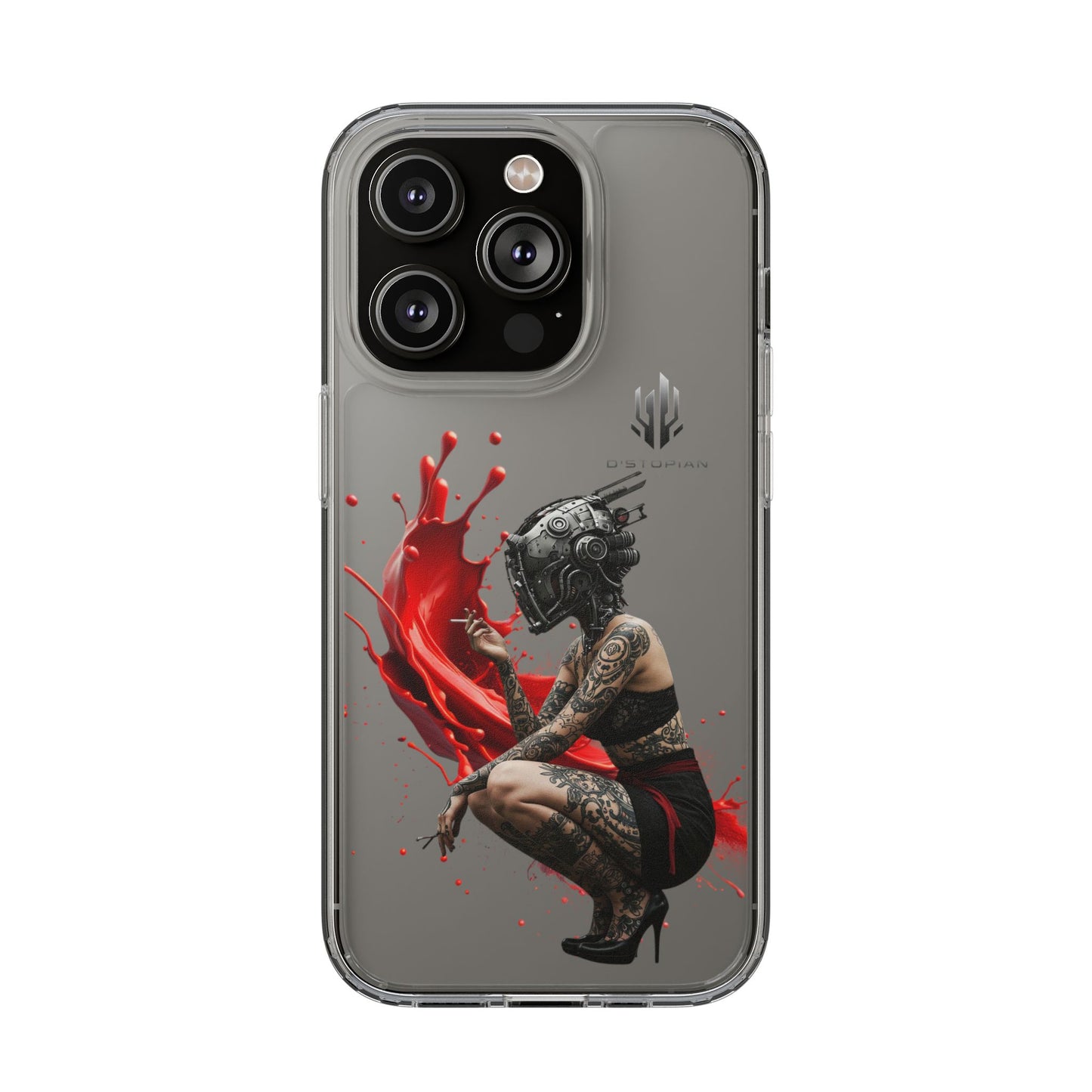 Dystopian Art Clear Phone Case - Futuristic Style with Bold Design