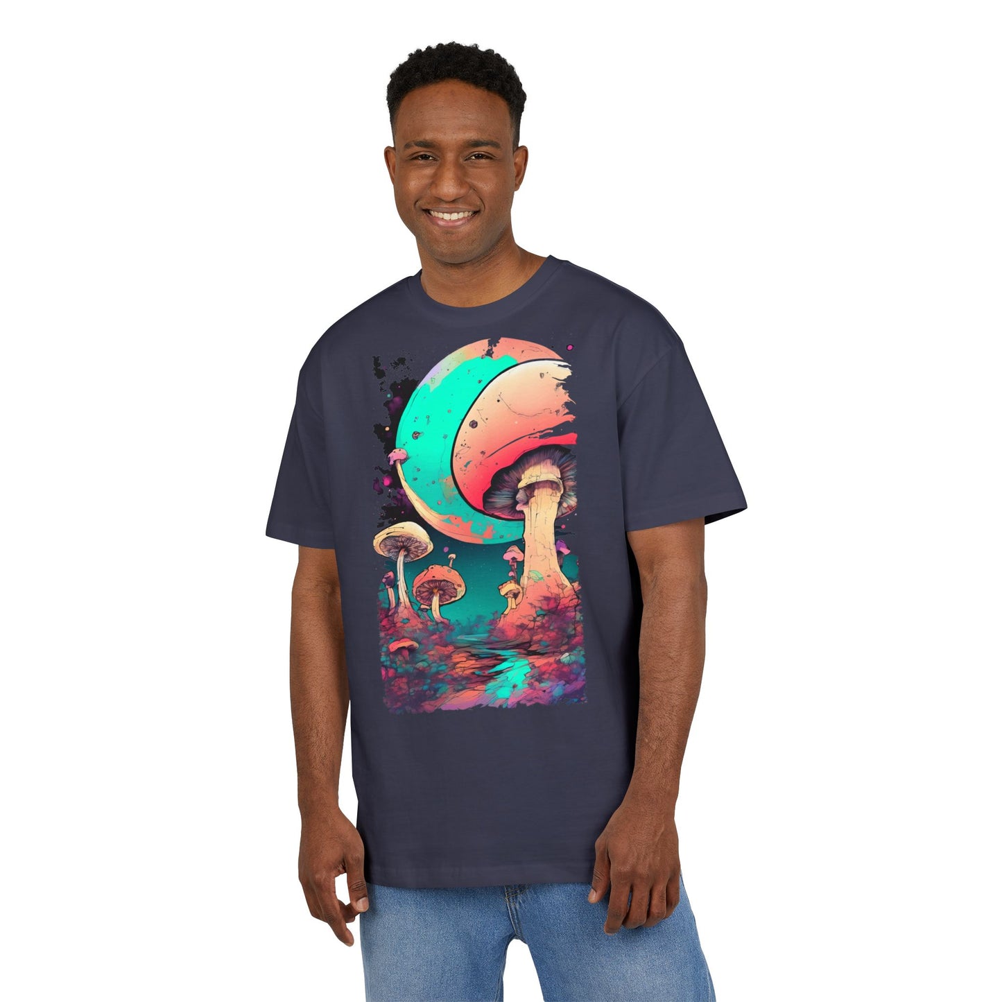 Cosmic Mushroom Graphic Tee, Unisex Oversized Shirt, Boho Vibe Top, Festival Wear, Unique Gift for Nature Lovers, Relaxed Fit Shirt