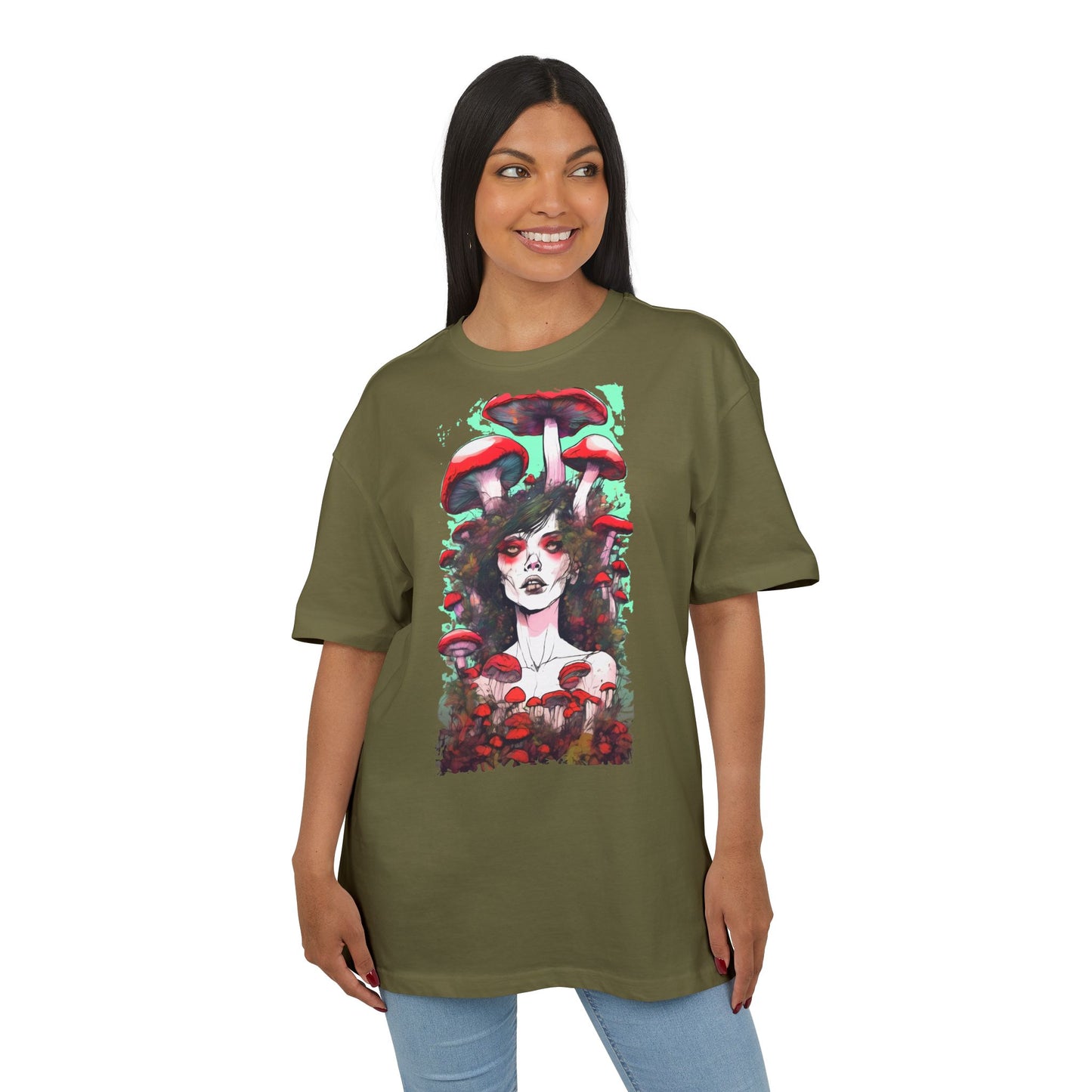 Mystical Mushroom Art Oversize Tee | Unisex Heavy Tee, Boho Style Shirt, Nature Lover Gift, Festival Wear, Graphic Tee, Eco-Friendly Fashion