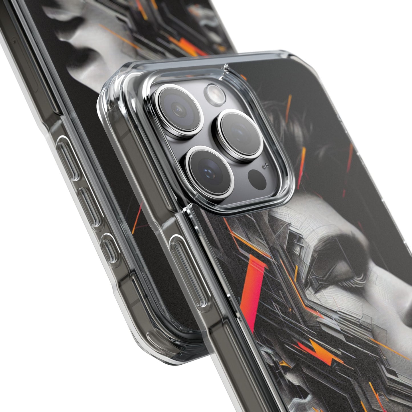 Magnetic Clear Impact Cases with Abstract Graphic, Stylish Phone Protection, Modern Gift for Tech Lovers, Unique Case
