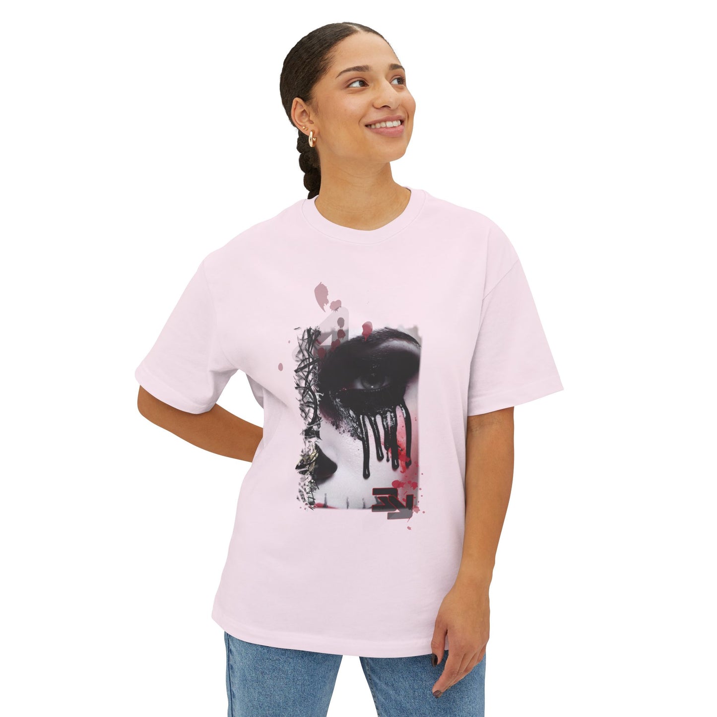 Chic Oversized Graphic Tee - Edgy Art Shirt, Casual Everyday Wear, Fashion Statement, Gift for Art Lovers, Unisex Street Style