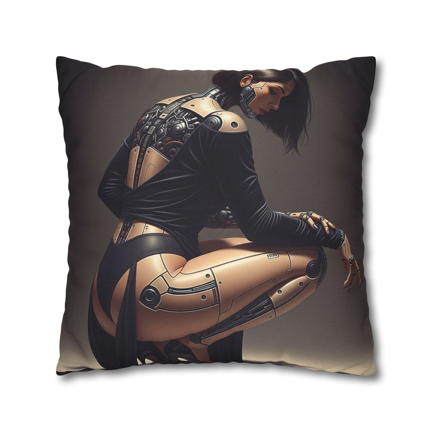 Futuristic Robot Art Pillowcase, Decorative Throw Pillow, Modern Home Decor, Gift for Tech Lovers, Cyberpunk Cushion Cover
