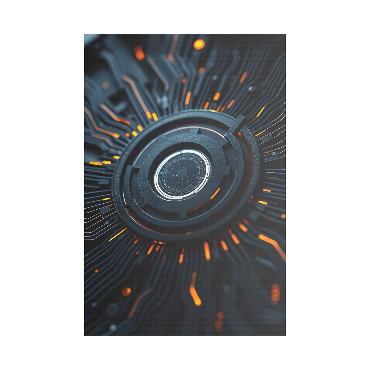Futuristic Satin Canvas Wall Art, Modern Home Decor, Tech-Inspired Art Print, Unique Gift Idea, Abstract Wall Decoration, Cyberpunk Art