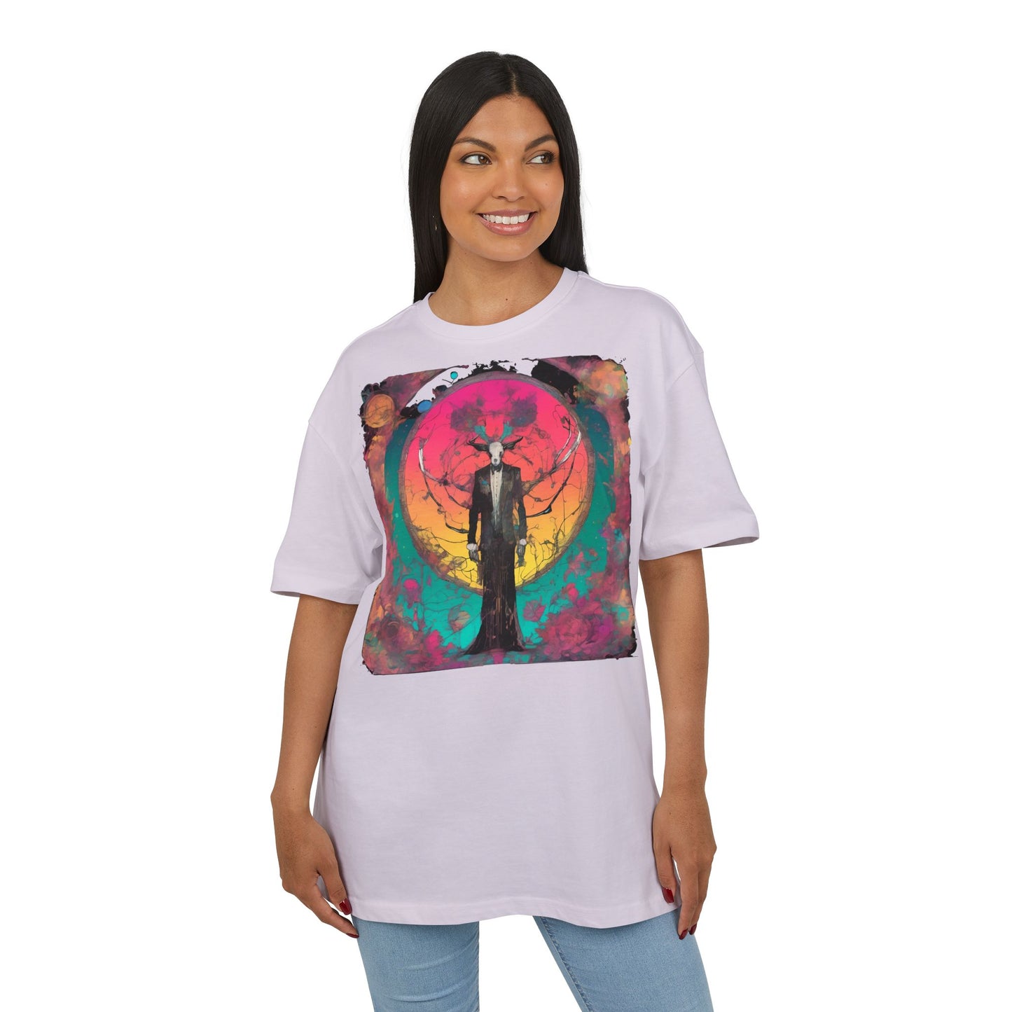 Vibrant Artistic Oversize Tee - Unisex Heavyweight T-Shirt, Bohemian Style, Gift for Art Lovers, Festival Wear, Casual Chic