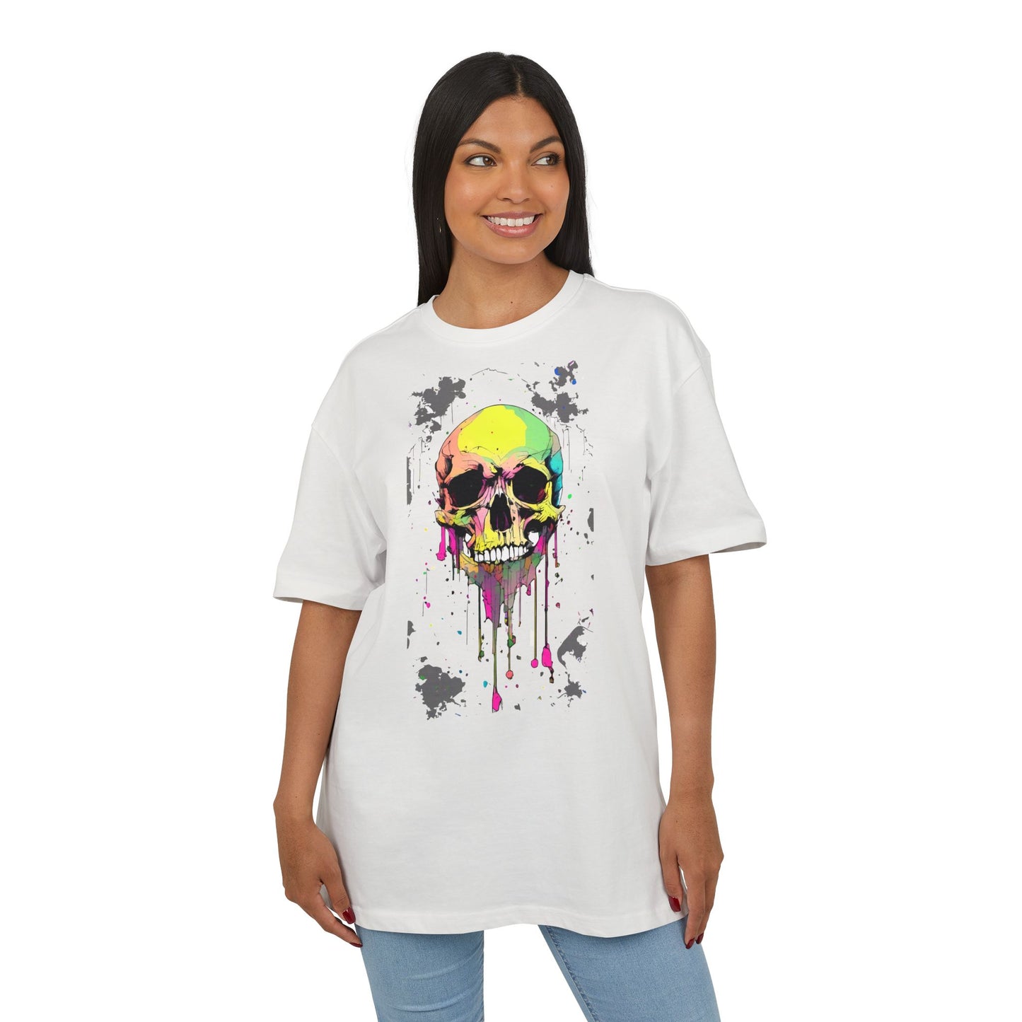 Colorful Skull Oversized Tee - Edgy Graphic Shirt for Casual Wear, Street Style, Gifts, etc.