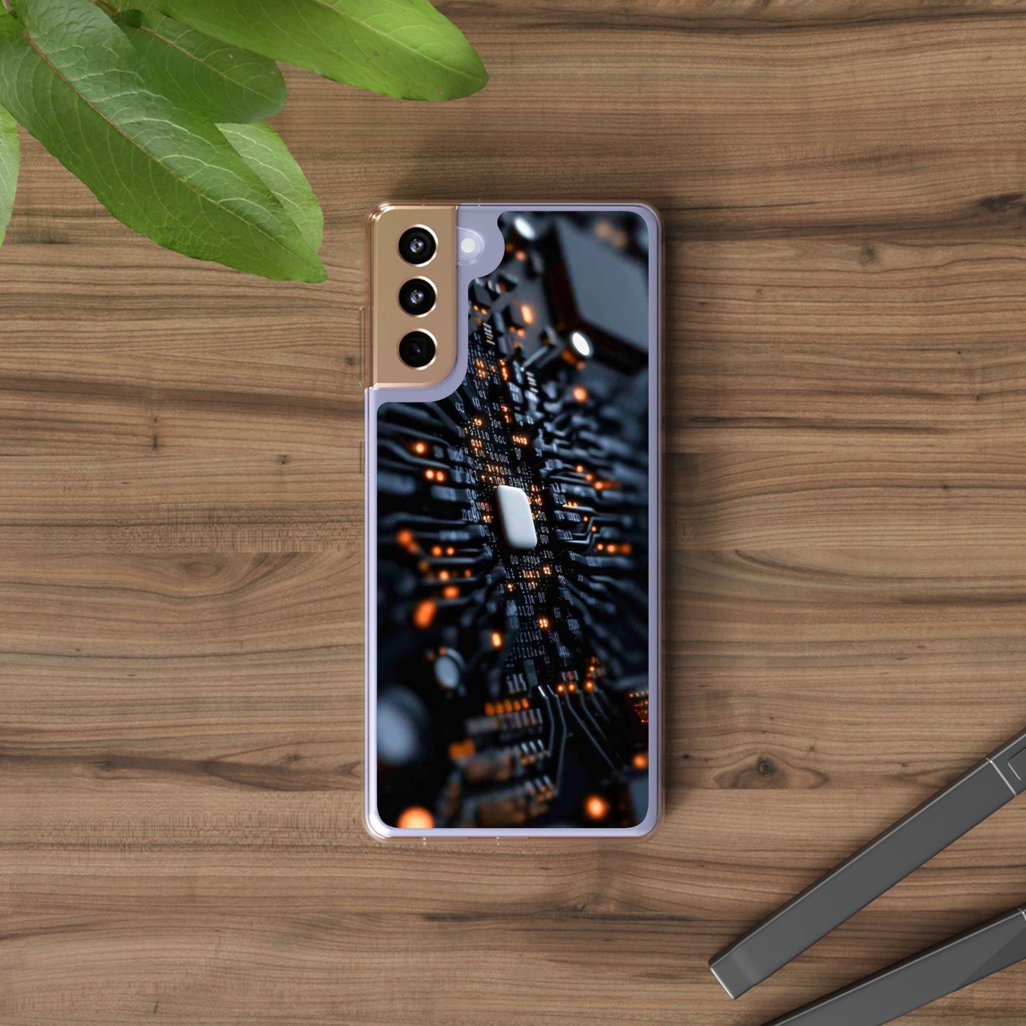Clear Phone Case with Cyber Print