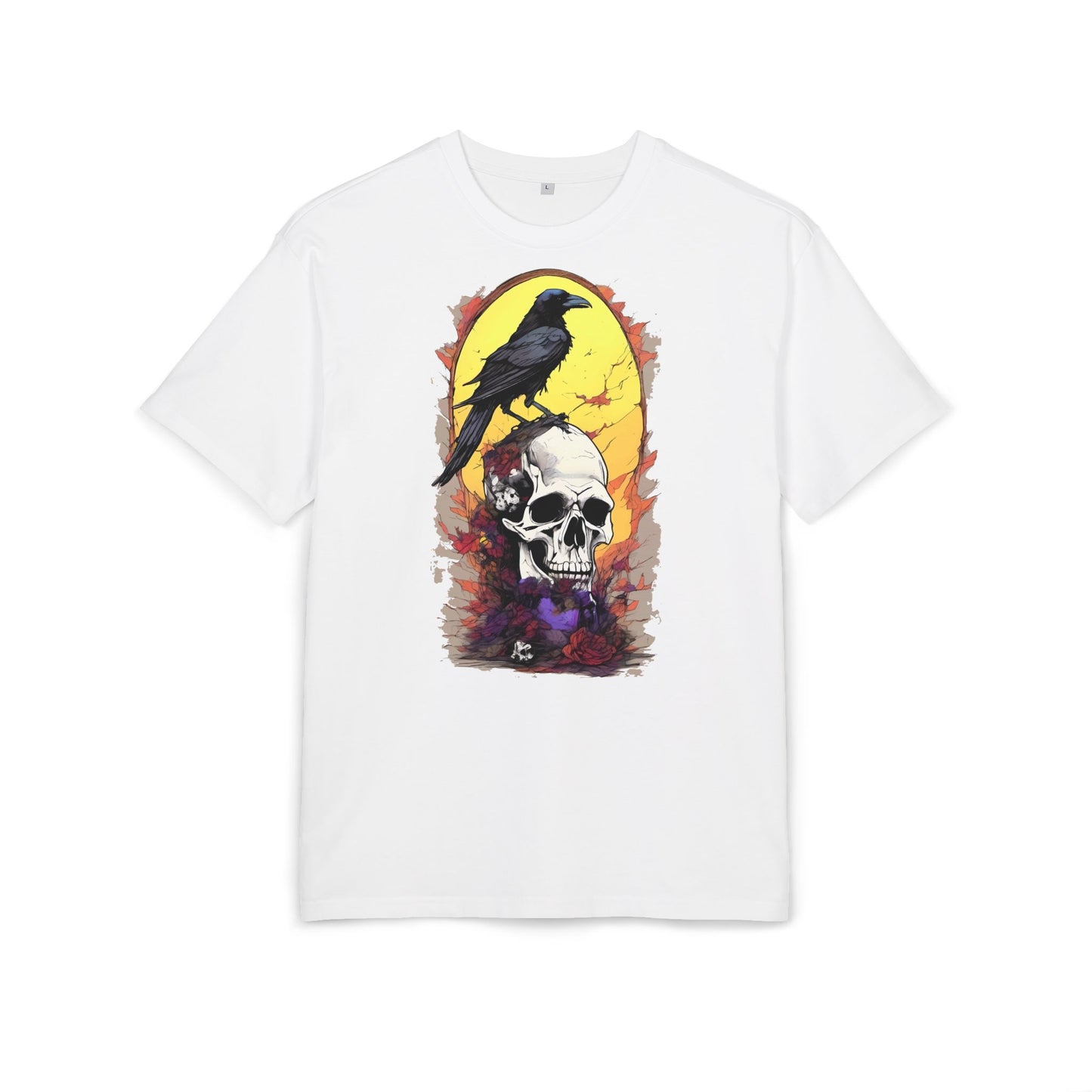 Gothic Raven & Skull Tee, Unisex Oversized Shirt, Edgy Halloween Fashion, Alternative Streetwear, Unique Graphic Tee, Perfect Gift