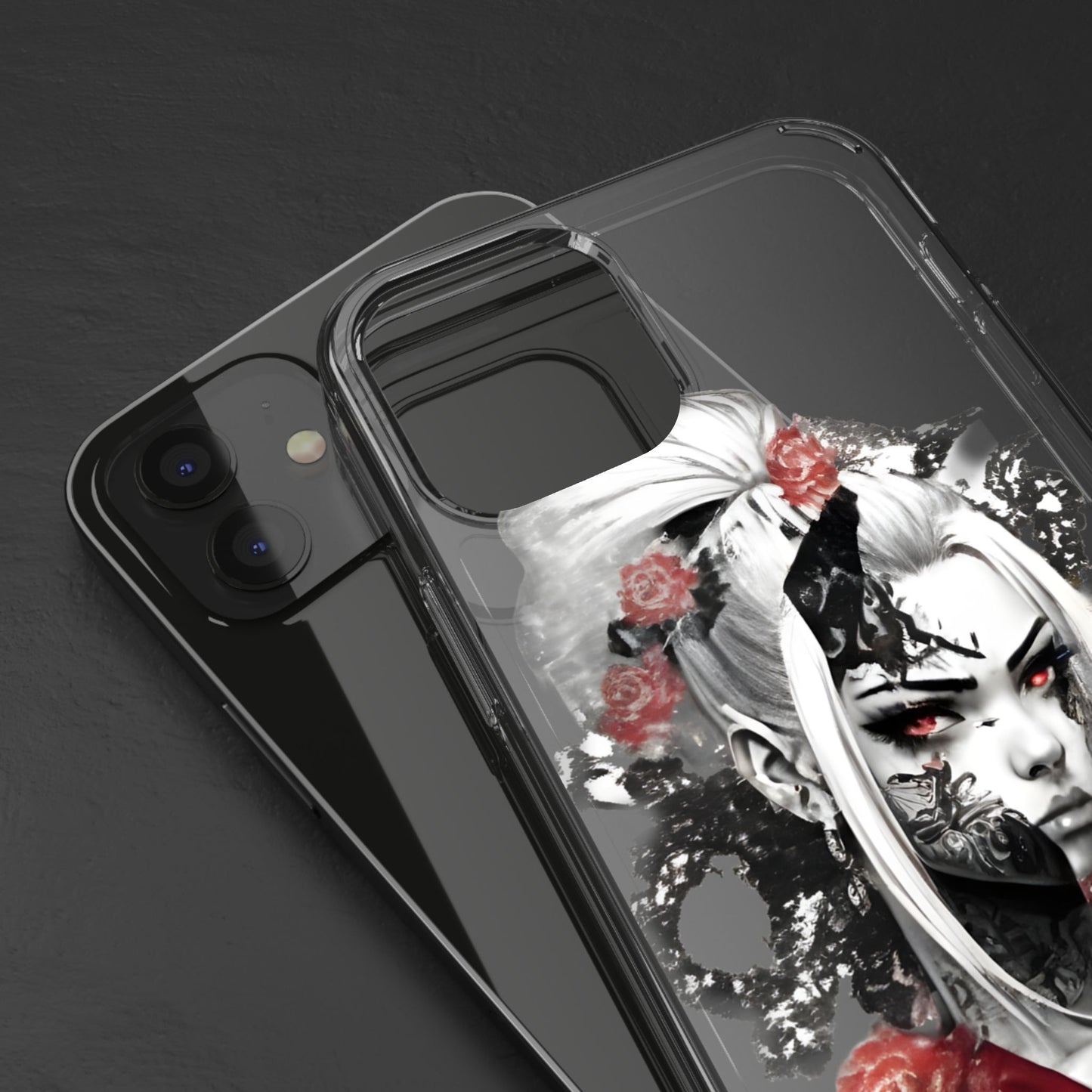 Artistic Clear Phone Case with Floral Design