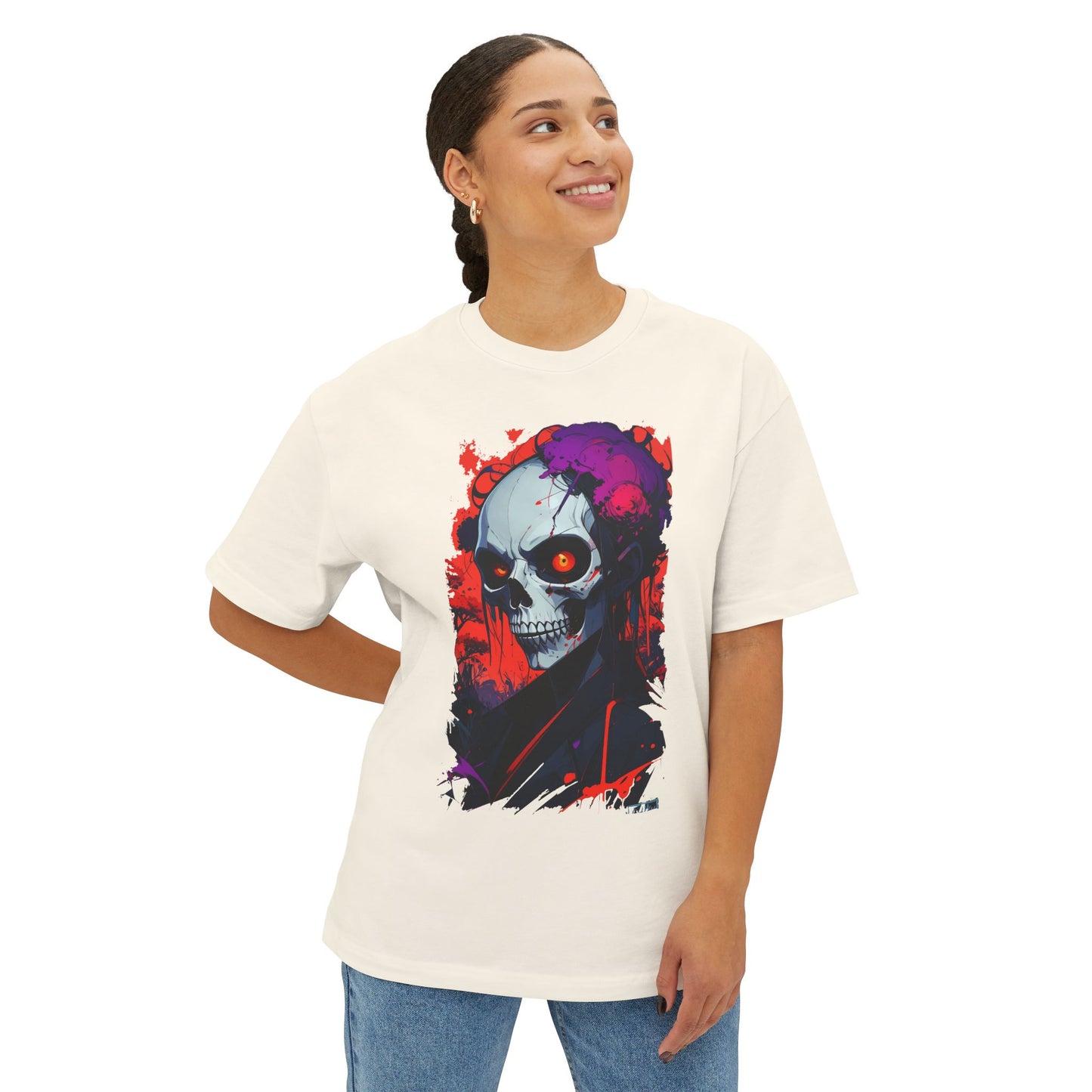 Edgy Skull Graphic Tee, Oversized T-Shirt for Casual Wear, Halloween Costume, Streetwear Fashion, Unisex Gift Idea