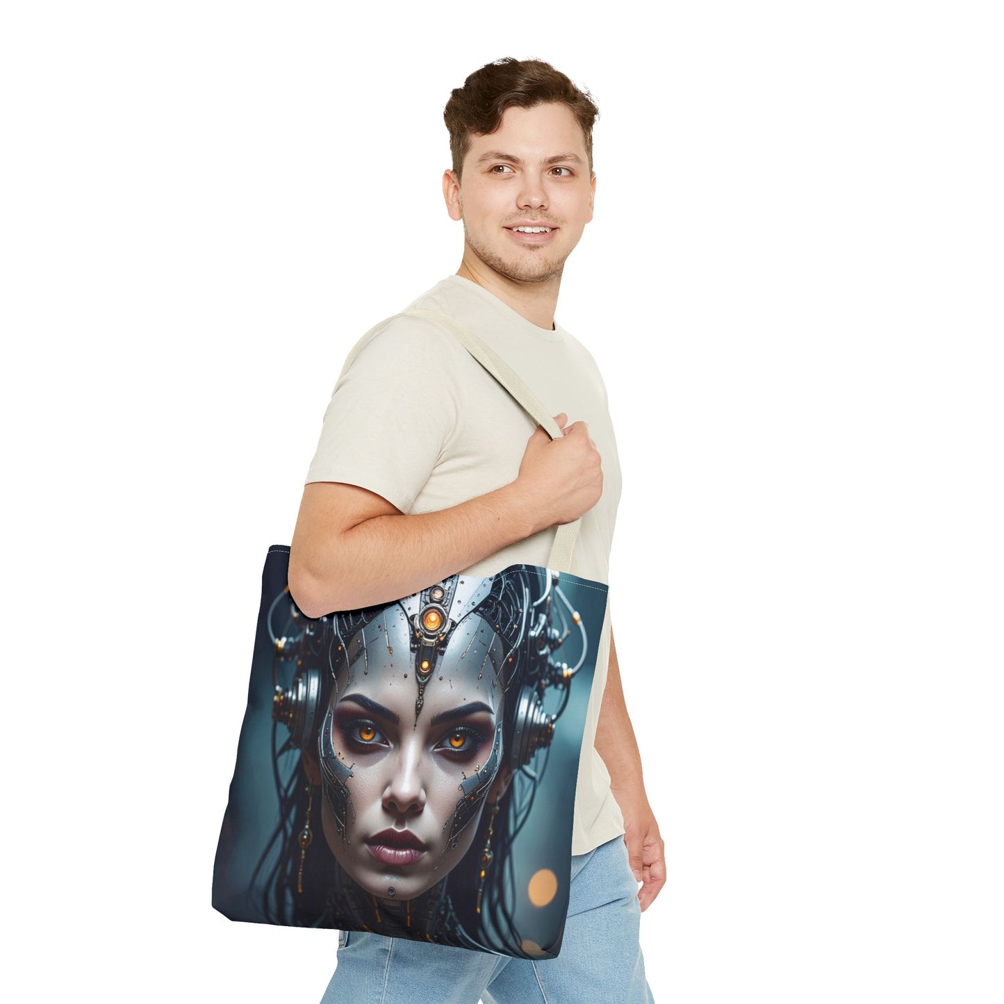 Futuristic Art Tote Bag, Cyberpunk Purse, Unique Shopping Bag, Sci-Fi Style Handbag, Statement Accessory for Geeks