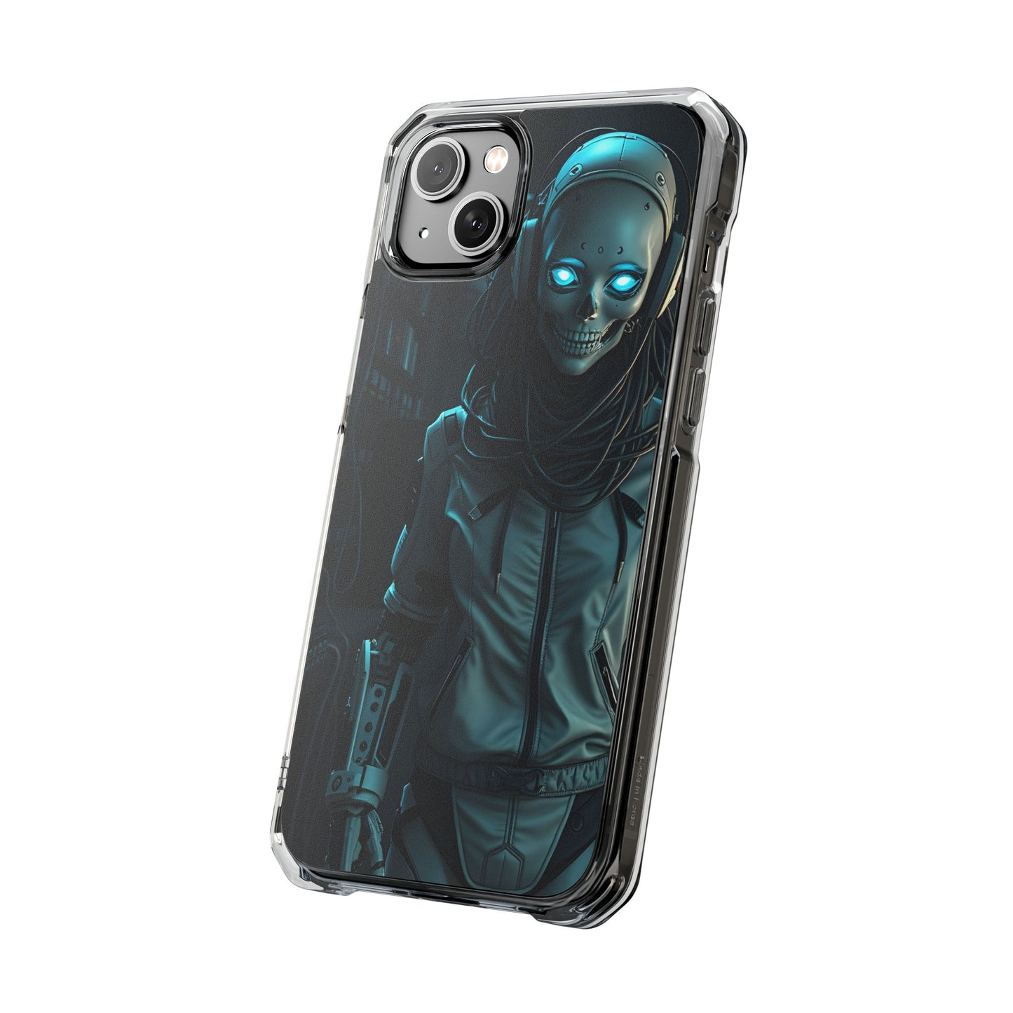 Futuristic Robot Phone Case, Magnetic Clear Impact Case, Unique Gift for Tech Lovers, Protective Smartphone Accessory, Cyberpunk Style