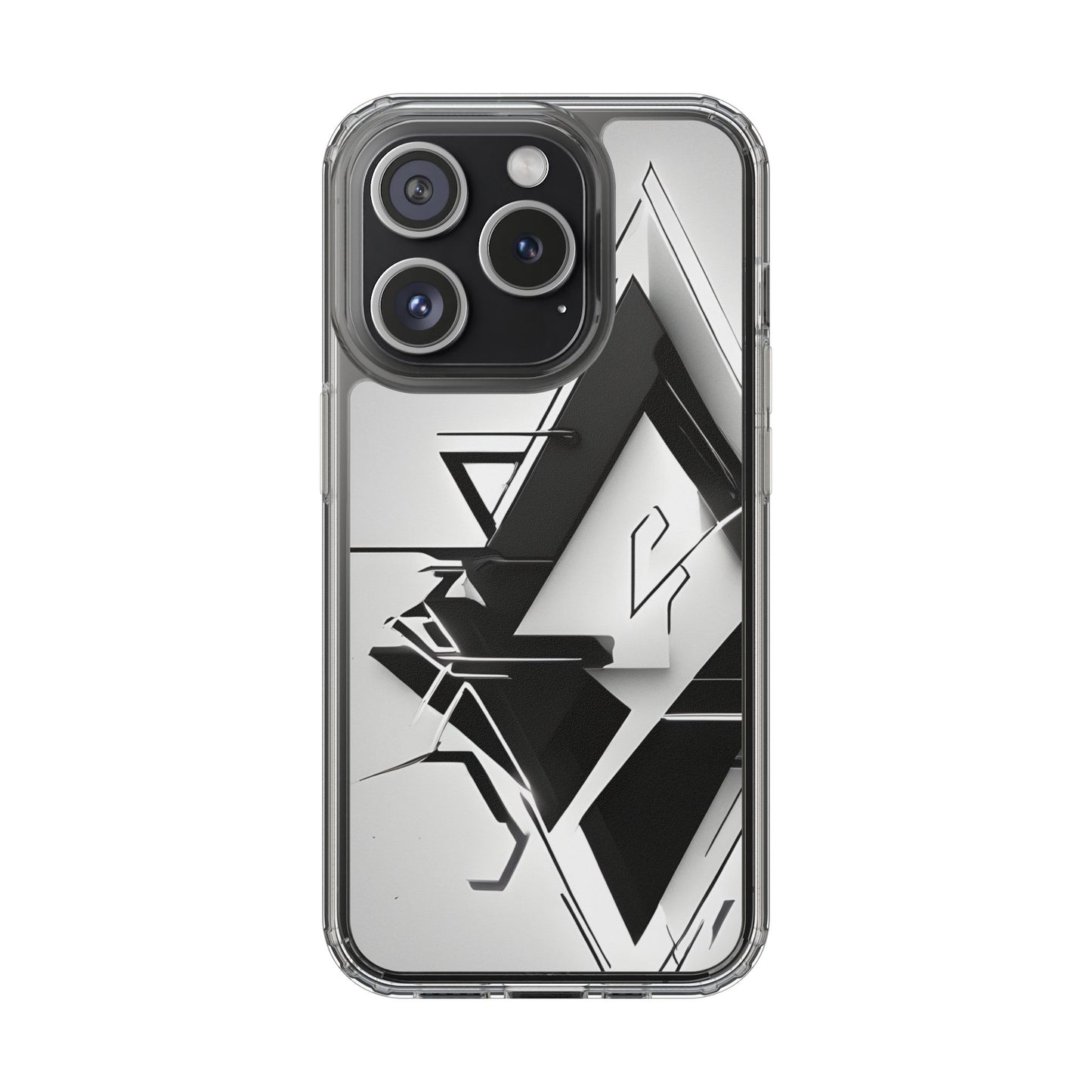Clear Phone Case with Abstract Edgy Design Print