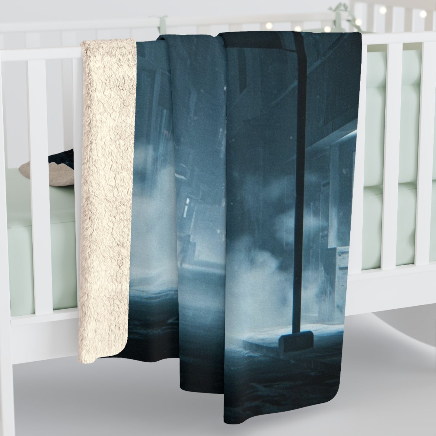 Cozy Urban Night Sherpa Fleece Blanket - Soft & Warm, Perfect for Home Decor