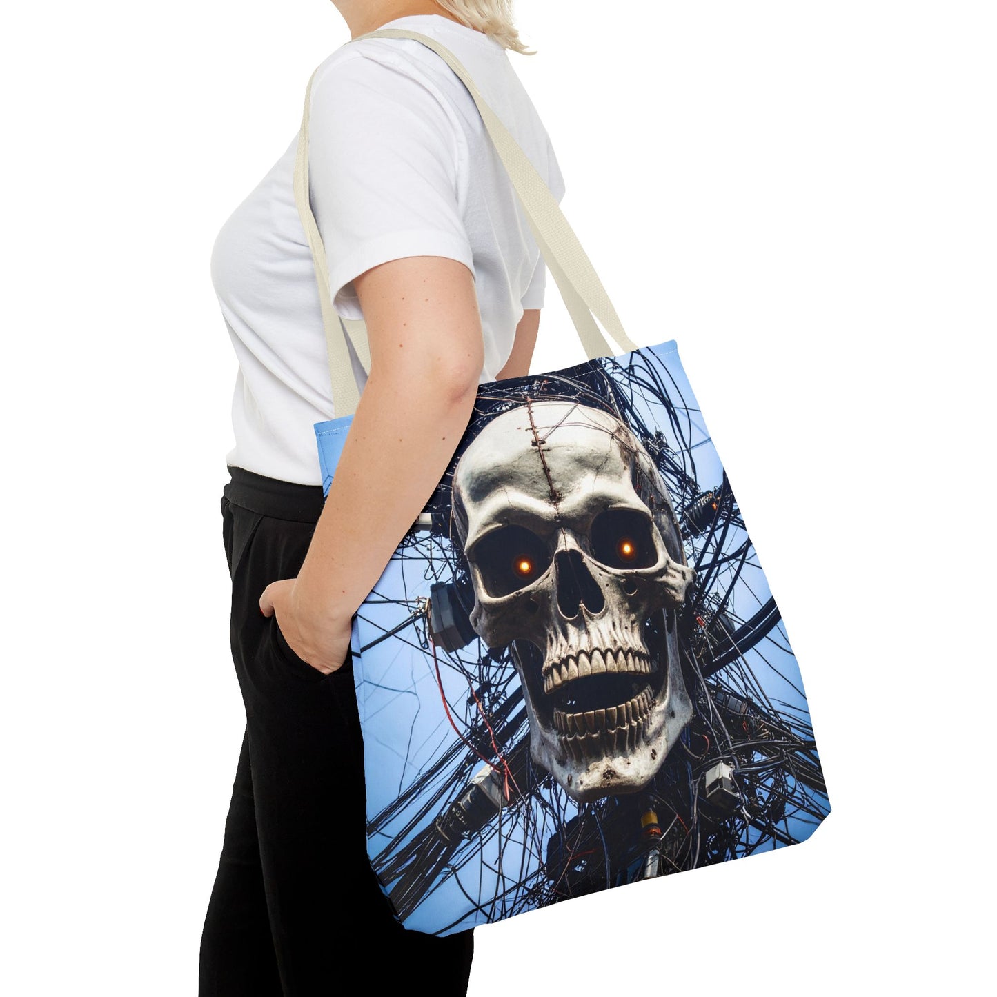 Gothic Skull Tote Bag, Gift for Halloween, Edgy Fashion Accessory, Unique Shopping Bag, Cool Graphic Reusable Tote