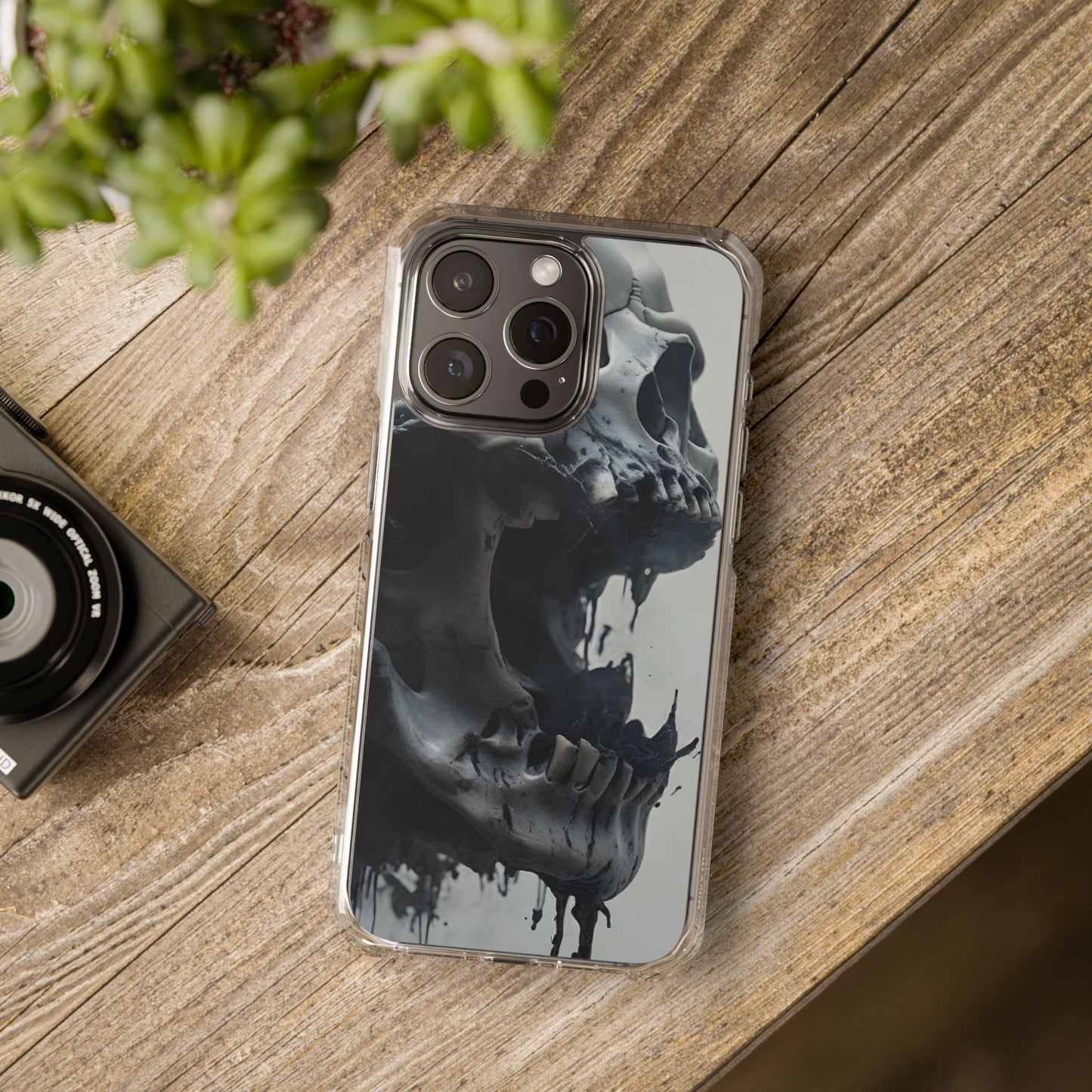 Unique Skull Design Magnetic Clear Impact Cases, Skull Phone Cases, Gothic Accessories, Halloween Gifts, Edgy Mobile Covers