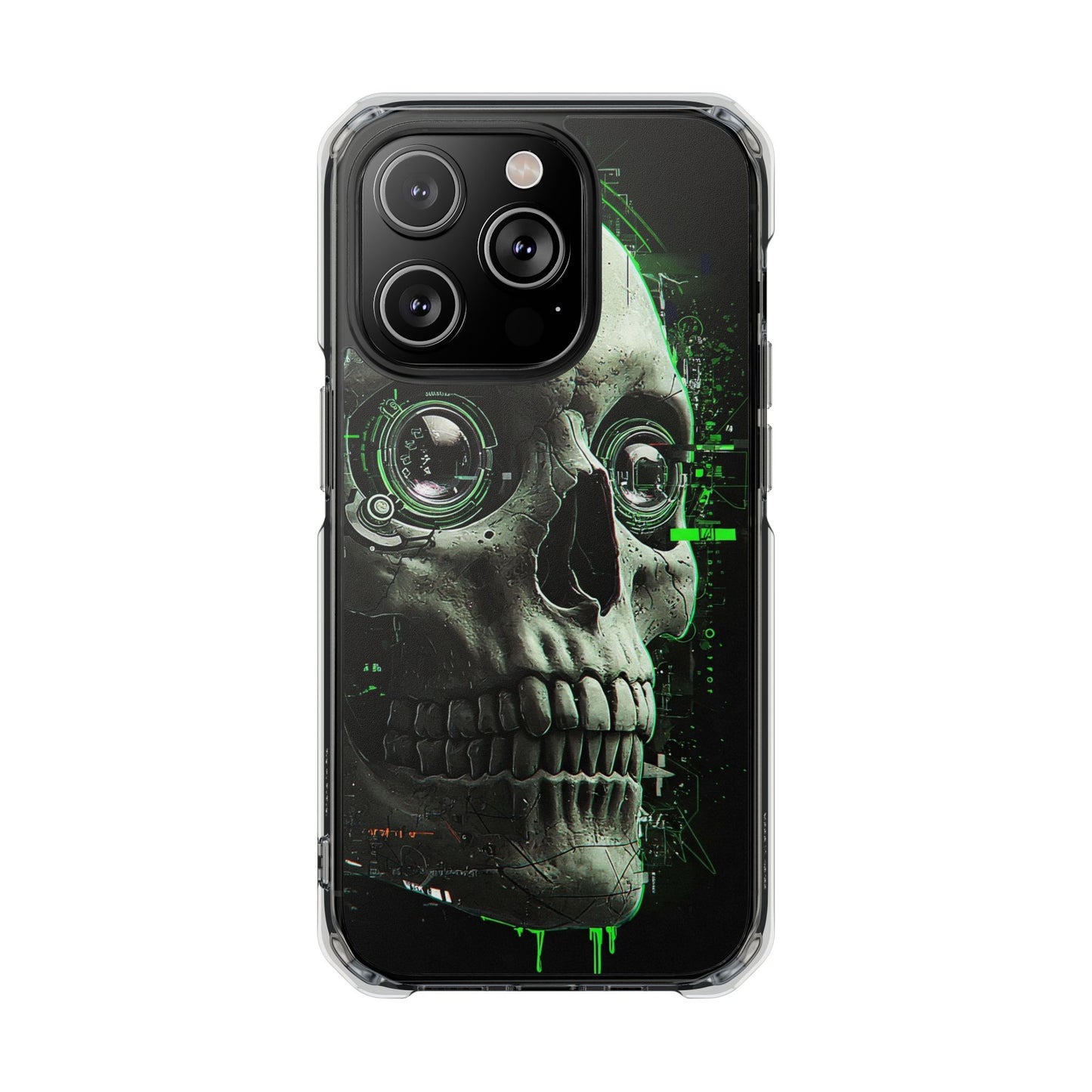 Gothic Skull Phone Case, Cyberpunk Design, Clear Impact Protection, Unique Gift for Him, Halloween Accessories, Tech Lover