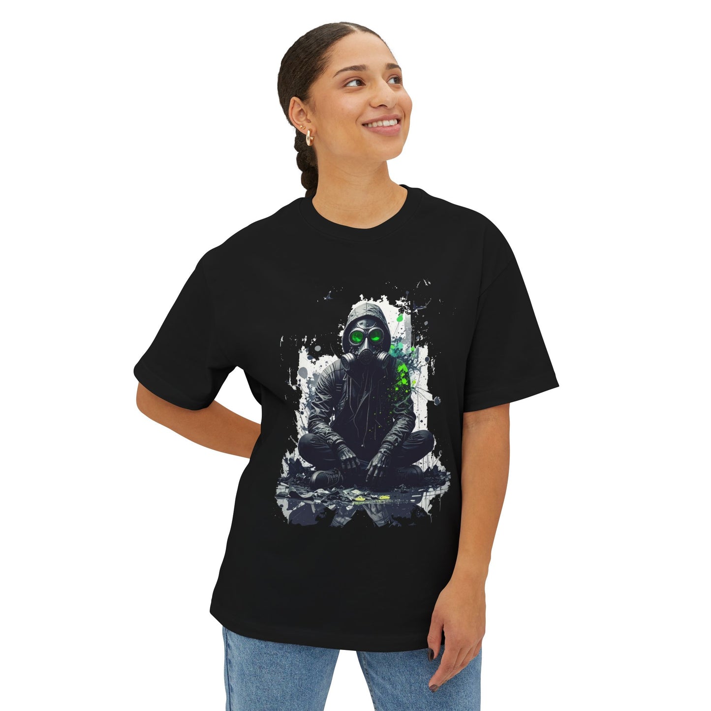 Gritty Street Art Boxy Tee, Unisex Tee, Graphic Tee, Oversized T-Shirt, Urban Fashion, Unique Gift, Casual Wear