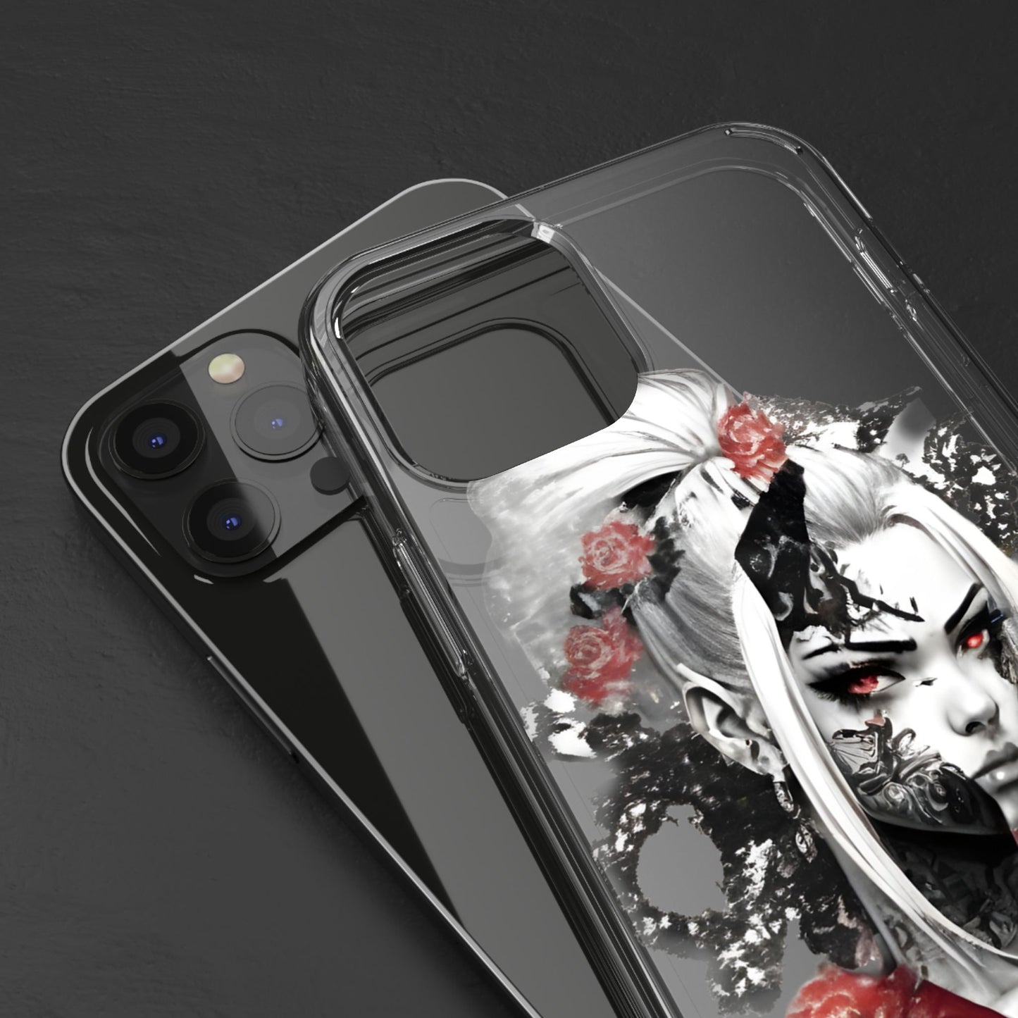Artistic Clear Phone Case with Floral Design