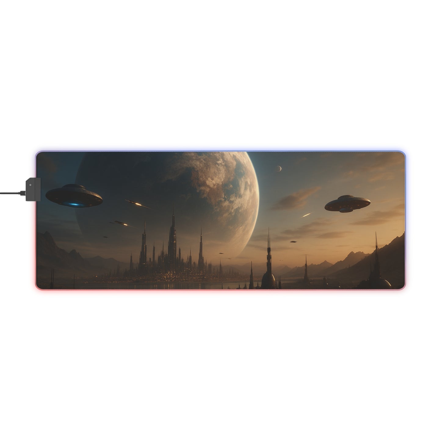 Futuristic LED Gaming Mouse Pad | LED Desk Mat for Gamers, RGB Mousepad, Gaming Accessories, Gamer Gift, Cyberpunk Decor