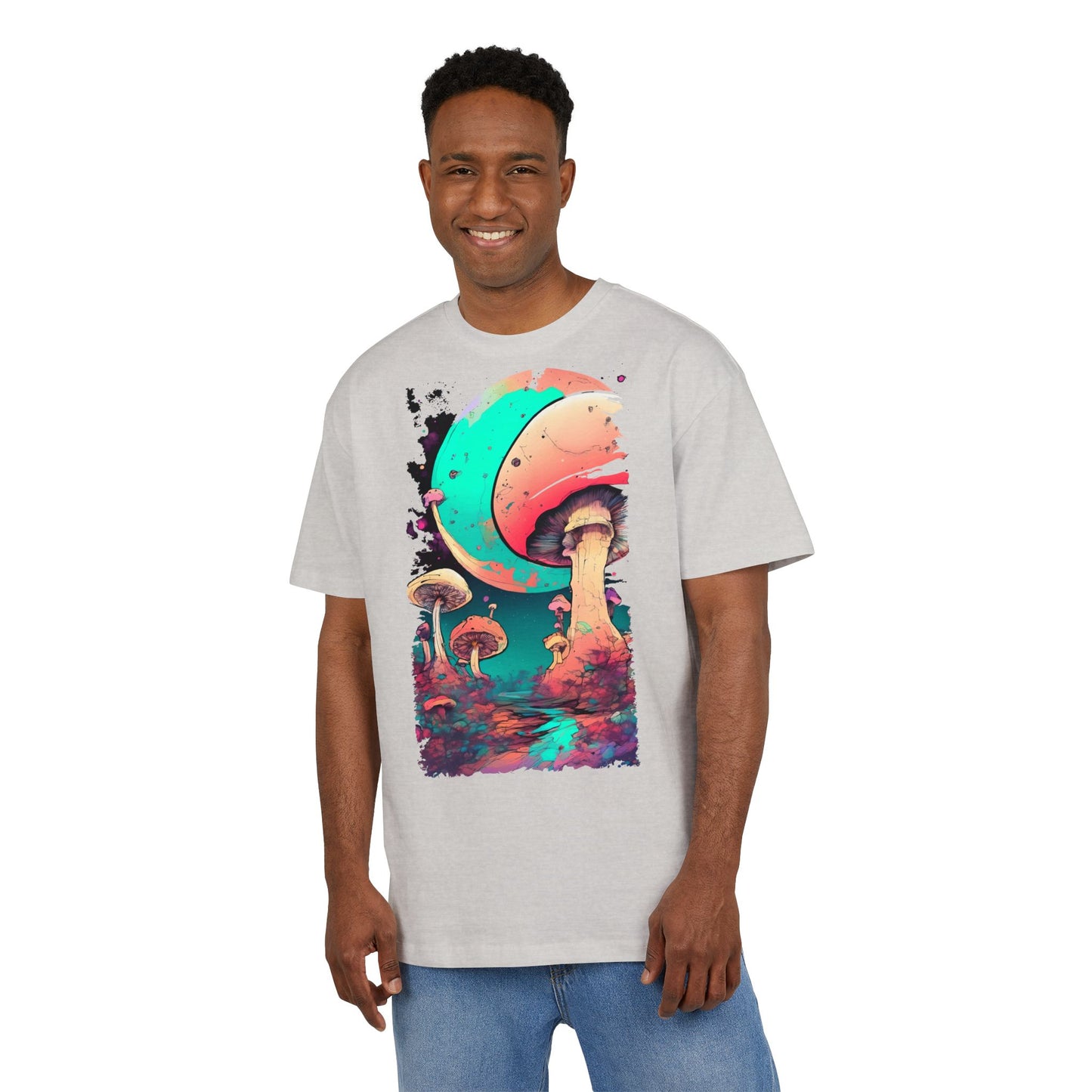 Cosmic Mushroom Graphic Tee, Unisex Oversized Shirt, Boho Vibe Top, Festival Wear, Unique Gift for Nature Lovers, Relaxed Fit Shirt