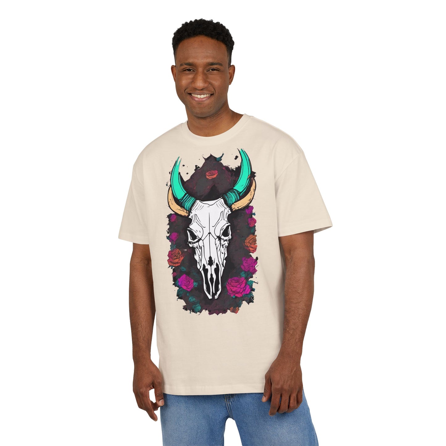 Bohemian Skull Graphic Tee, Unisex Heavy Oversize Tee, Cool Graphic T-Shirt, Festival Fashion, Casual Wear, Unique Gift Idea