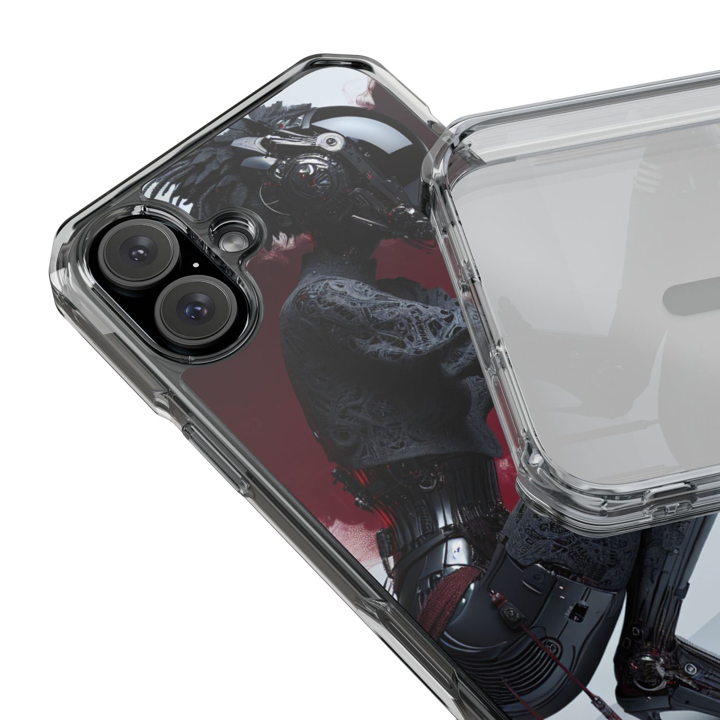 Cyber Design Magnetic Phone Case, Clear Mobile Cover, Gothic Style, Halloween Gift, Celestial Protection Accessory