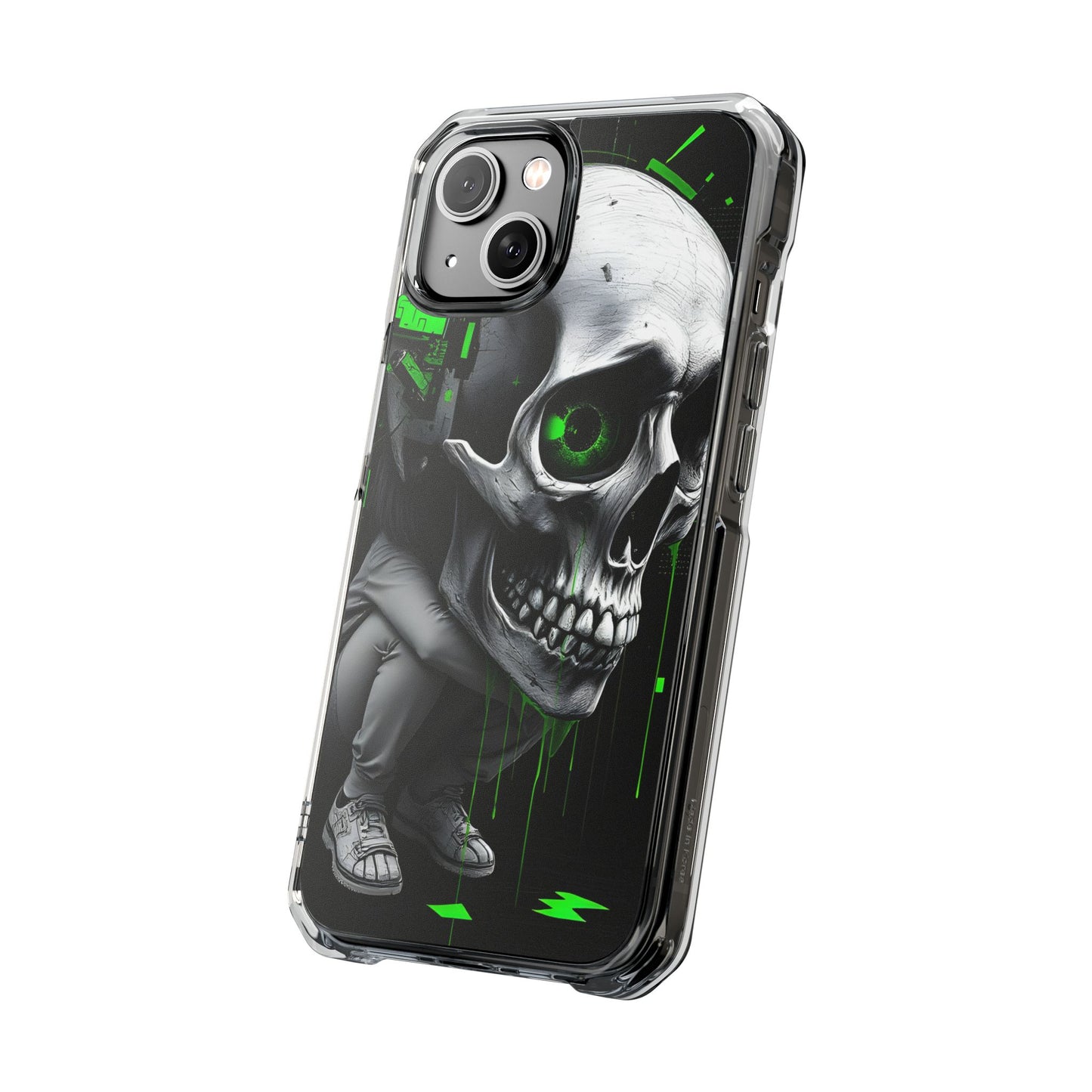Edgy Skull Phone Case - Magnetic Clear Impact Cases, Unique Phone Cover, Goth Accessory, Halloween Gift, Stylish Tech Protection