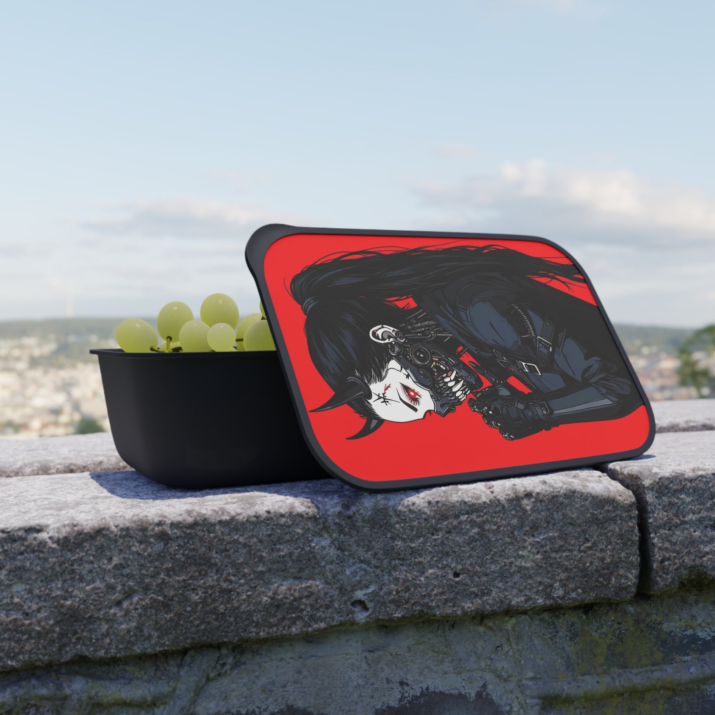 Gothic Bento Box with Utensils, Stylish Lunchbox, Anime-Inspired Food Container, Unique Gift for Foodies, Perfect for School or Work
