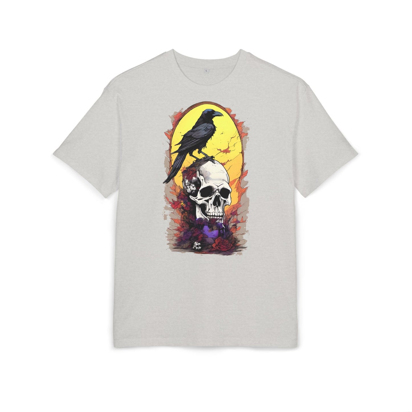 Gothic Raven & Skull Tee, Unisex Oversized Shirt, Edgy Halloween Fashion, Alternative Streetwear, Unique Graphic Tee, Perfect Gift