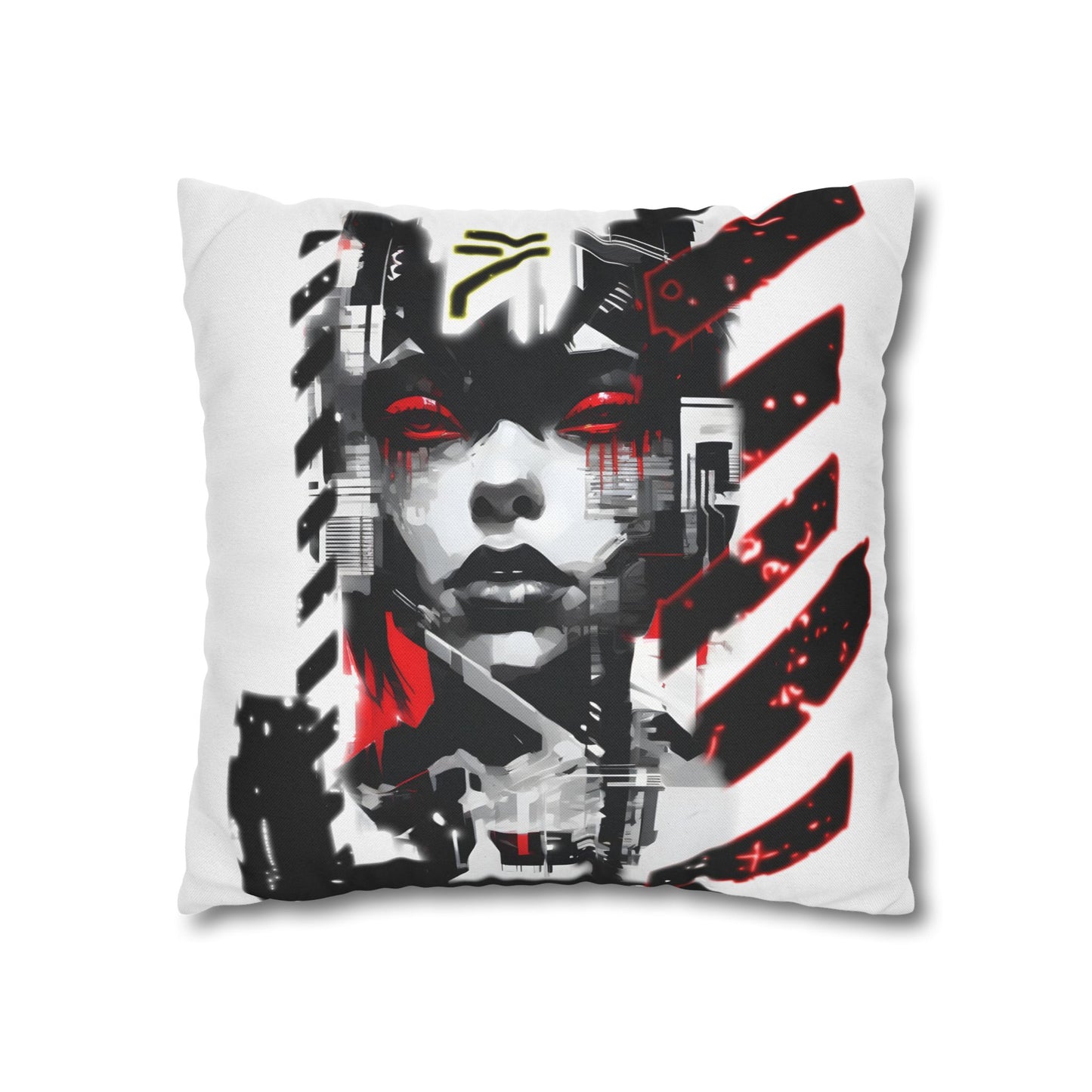 Bold Graphic Pillowcase, Unique Decorative Cushion Cover for Modern Home, Cyberpunk Art Decor, Gift for Art Lovers, Stylish Throw Pillow