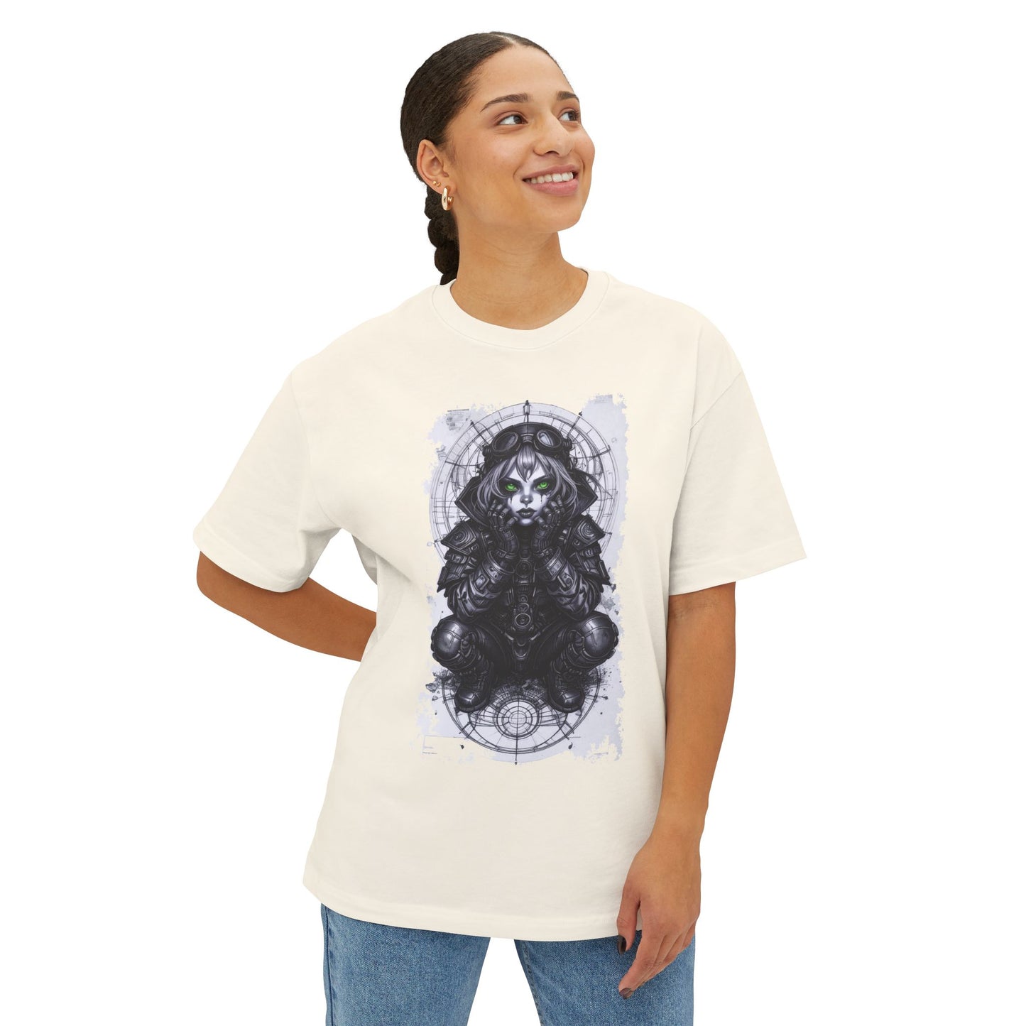 Gothic Graphic Unisex Boxy Tee - Oversized White T-Shirt for Alternative Fashion, Casual Wear, Gift for Festivals, Streetwear