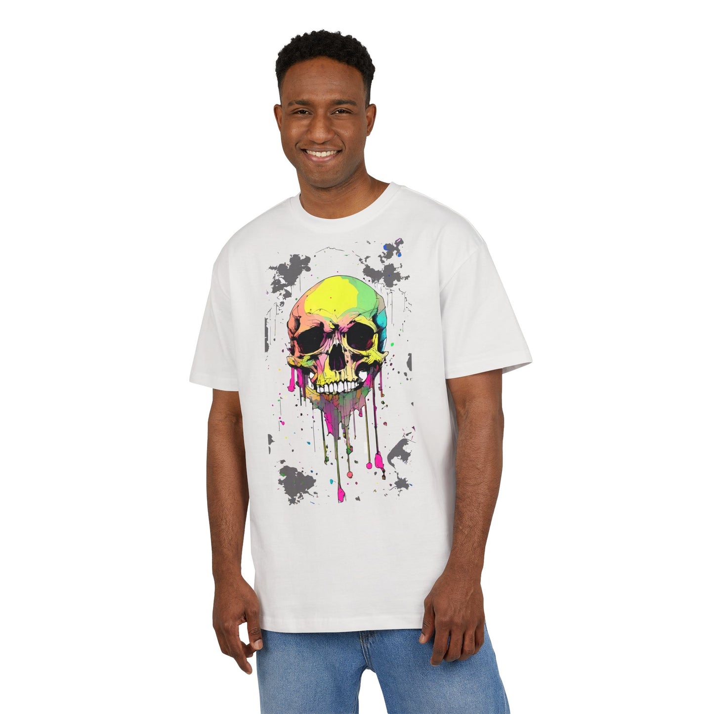 Colorful Skull Oversized Tee - Edgy Graphic Shirt for Casual Wear, Street Style, Gifts, etc.