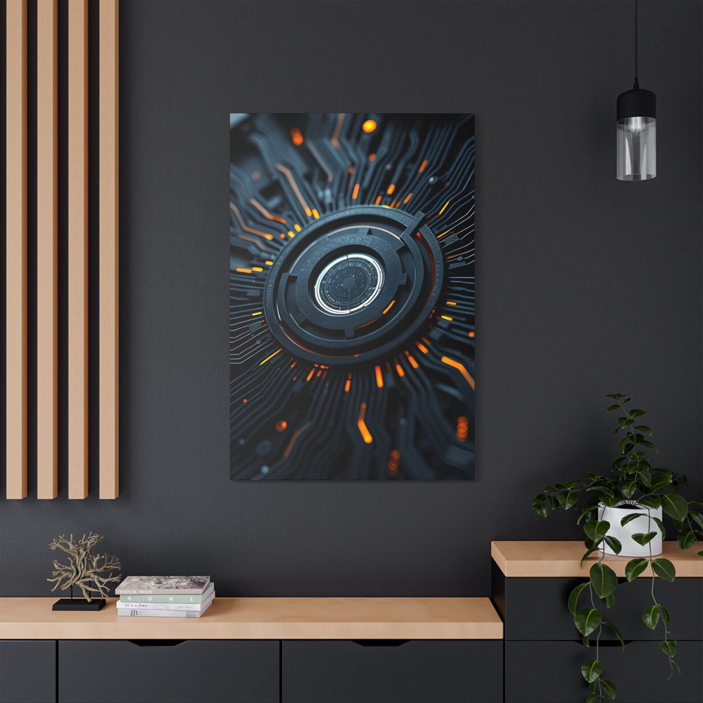 Futuristic Satin Canvas Wall Art, Modern Home Decor, Tech-Inspired Art Print, Unique Gift Idea, Abstract Wall Decoration, Cyberpunk Art