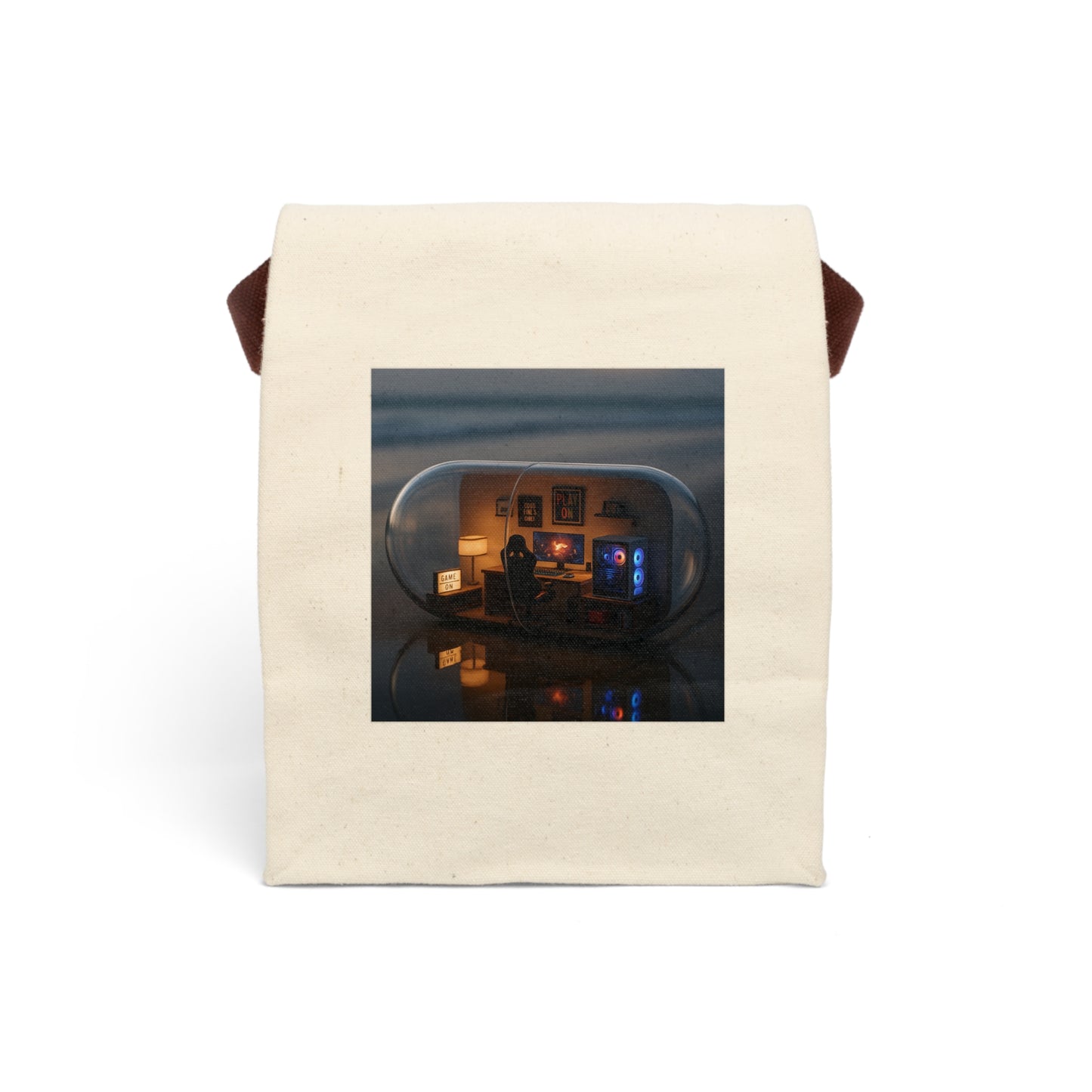 Cozy Canvas Lunch Bag With Strap, Aesthetic Lunch Tote, Eco-Friendly Meal Carrier, Cute Picnic Bag, Gift for Foodies