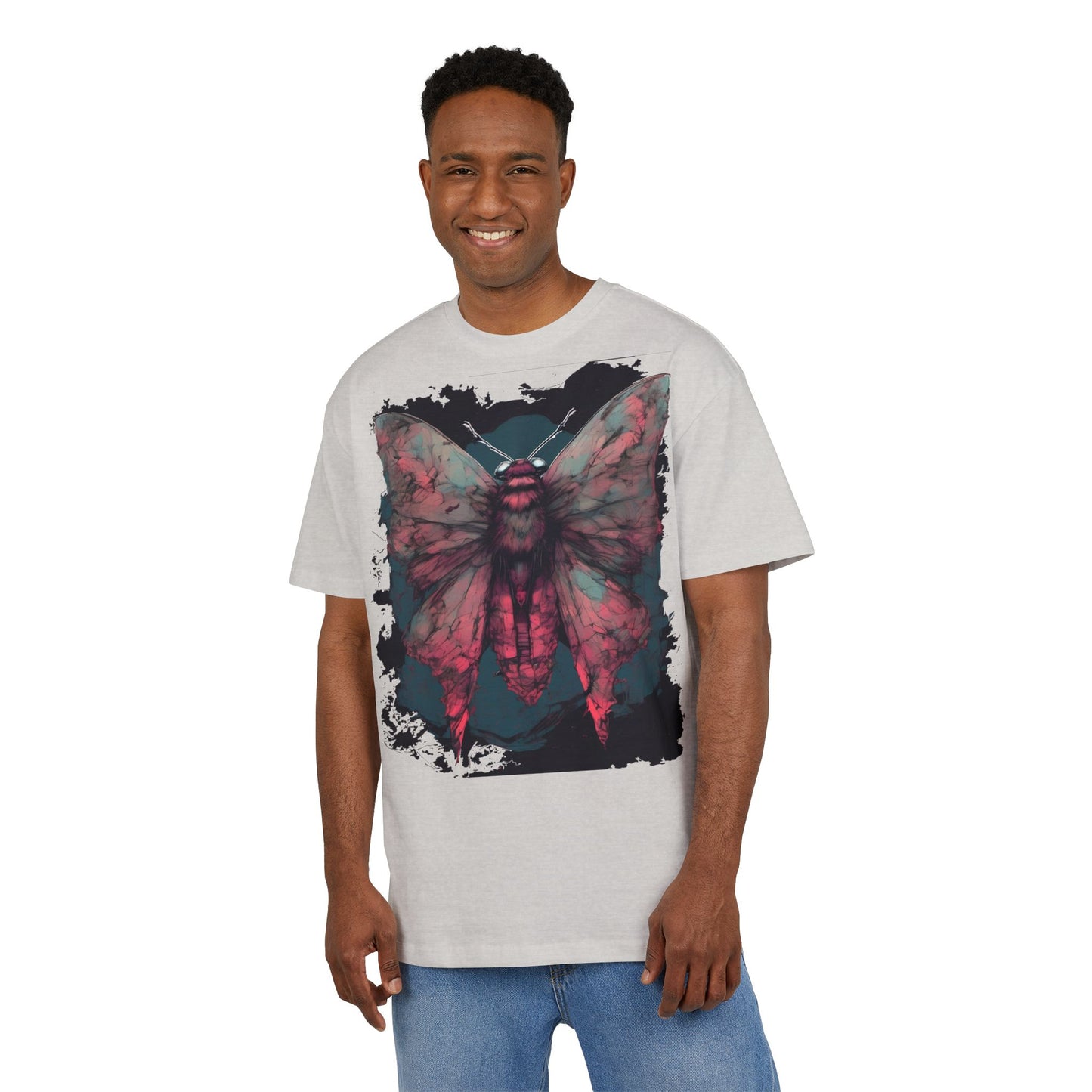Aesthetic Moth Graphic Oversize Tee, Casual Style Shirt, Unique Gift, Eco-Print Tee, Art Lover Fashion, Nature-Inspired Top