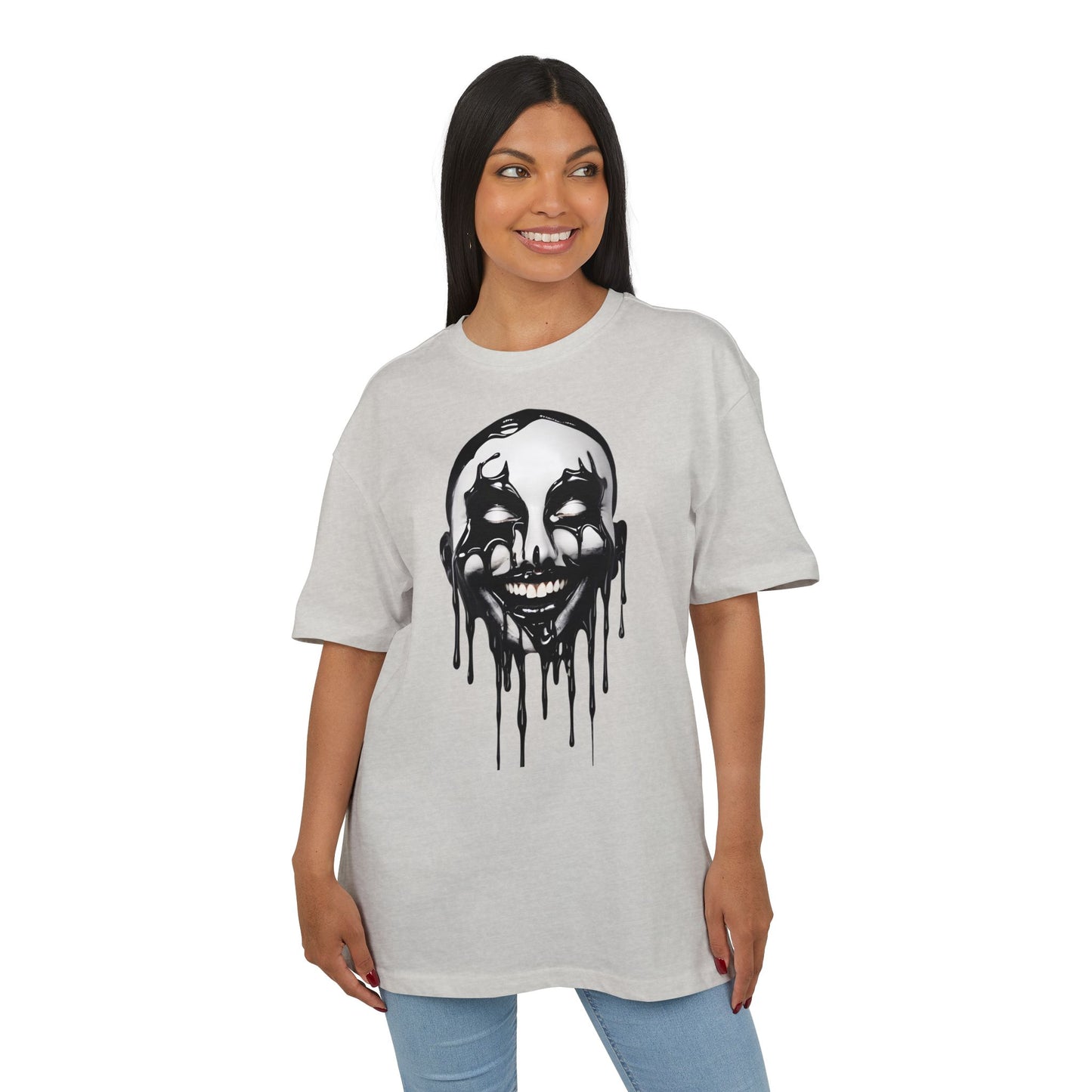 Gothic Graffiti Oversized Tee - Trendy Streetwear, Unisex Fashion Shirt, Edgy Graphic Tee, Perfect for Halloween, Casual Wear