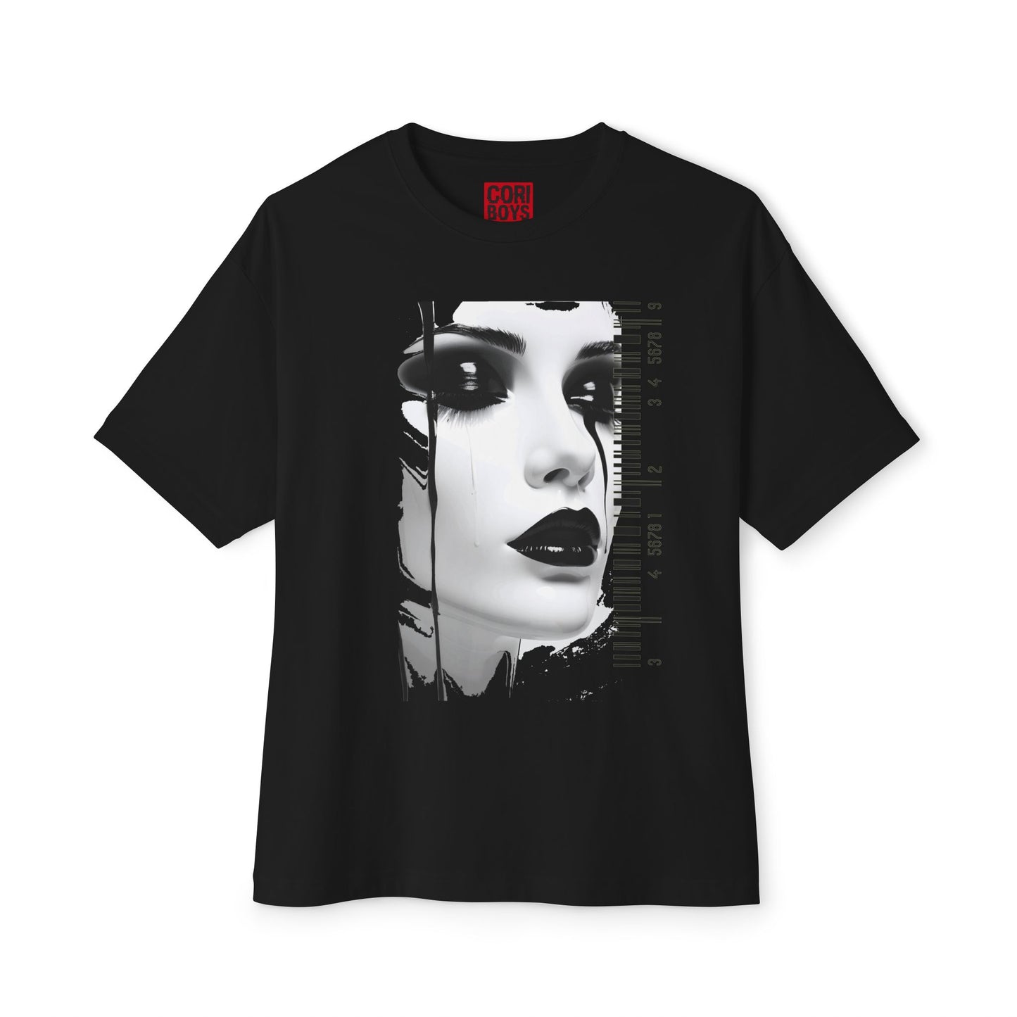 Chic Art Print Boxy Tee, Oversized Graphic T-Shirt, Fashionable Streetwear Top, Unique Women’s Cotton Tee, Casual Everyday Wear