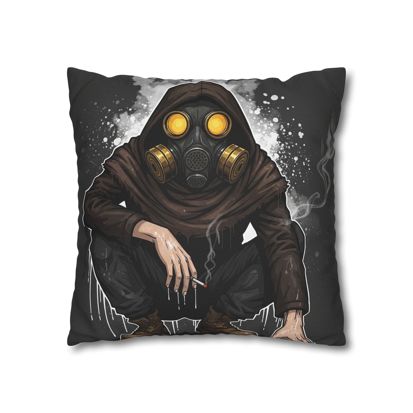 Gothic Gas Mask Pillowcase - Unique Home Decor, Edgy Throw Pillow, Gifts for Sci-Fi Fans, Alternative Room Style, Men’s Bedroom Decor