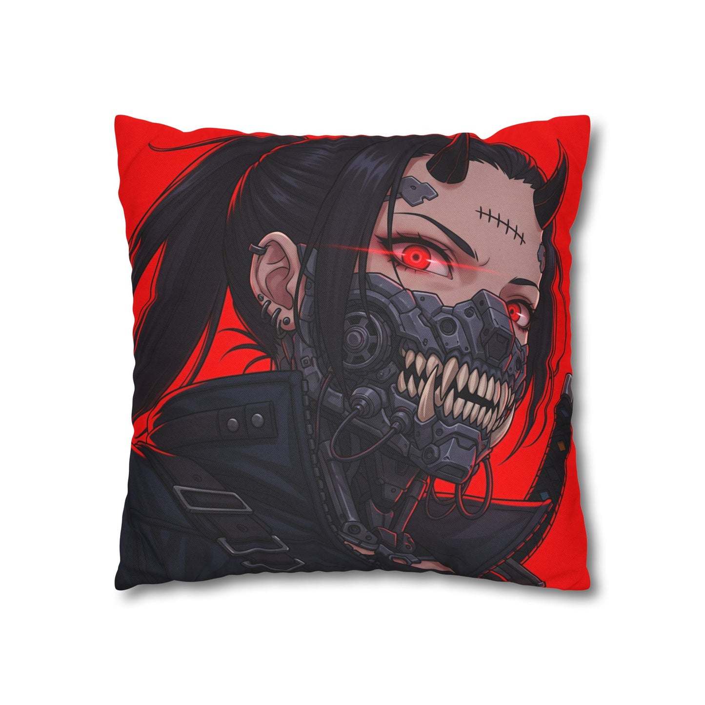 Gothic Anime Pillowcase, Decorative Throw Pillow, Cyberpunk Square Cushion, Bedroom Decor, Unique Gift for Fans, Cozy Home Accents