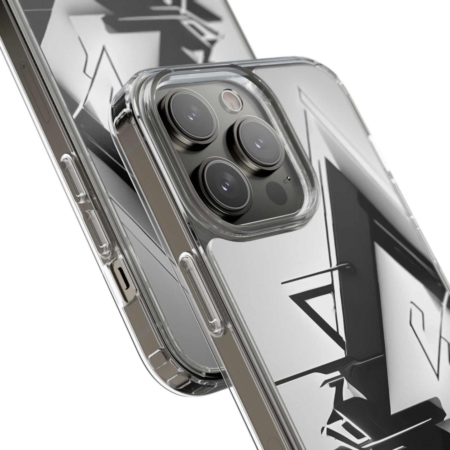 Clear Phone Case with Abstract Edgy Design Print