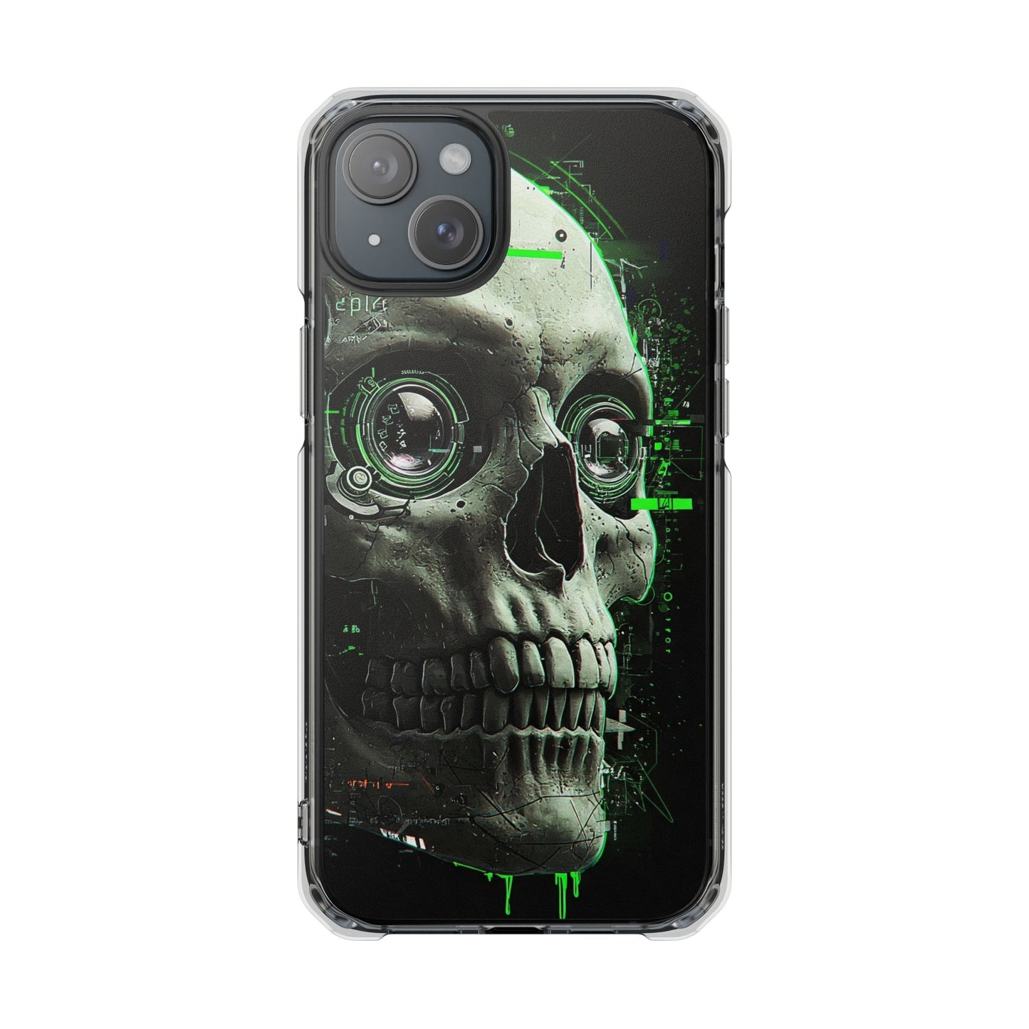 Gothic Skull Phone Case, Cyberpunk Design, Clear Impact Protection, Unique Gift for Him, Halloween Accessories, Tech Lover