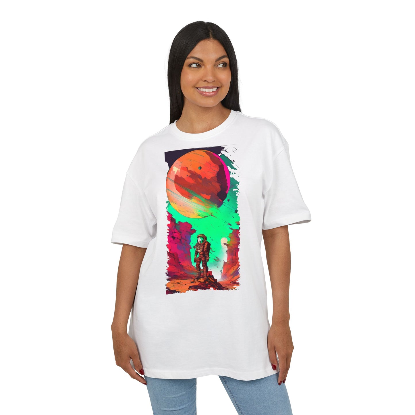Cosmic Adventure Unisex Heavy Oversize Tee - Perfect for Space Lovers, Casual Style, Gift for Her, Him, Unique Graphic Tee, Sci-Fi Fashion