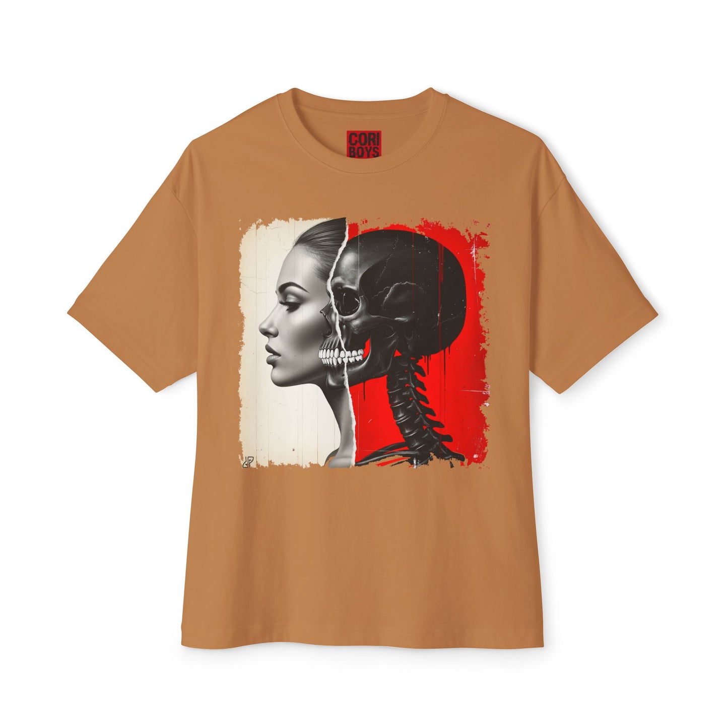 Artistic Unisex Oversized Tee - Skeleton & Profile Design, Graphic Tee for Casual Style, Unique Gift for Art Lovers, Streetwear