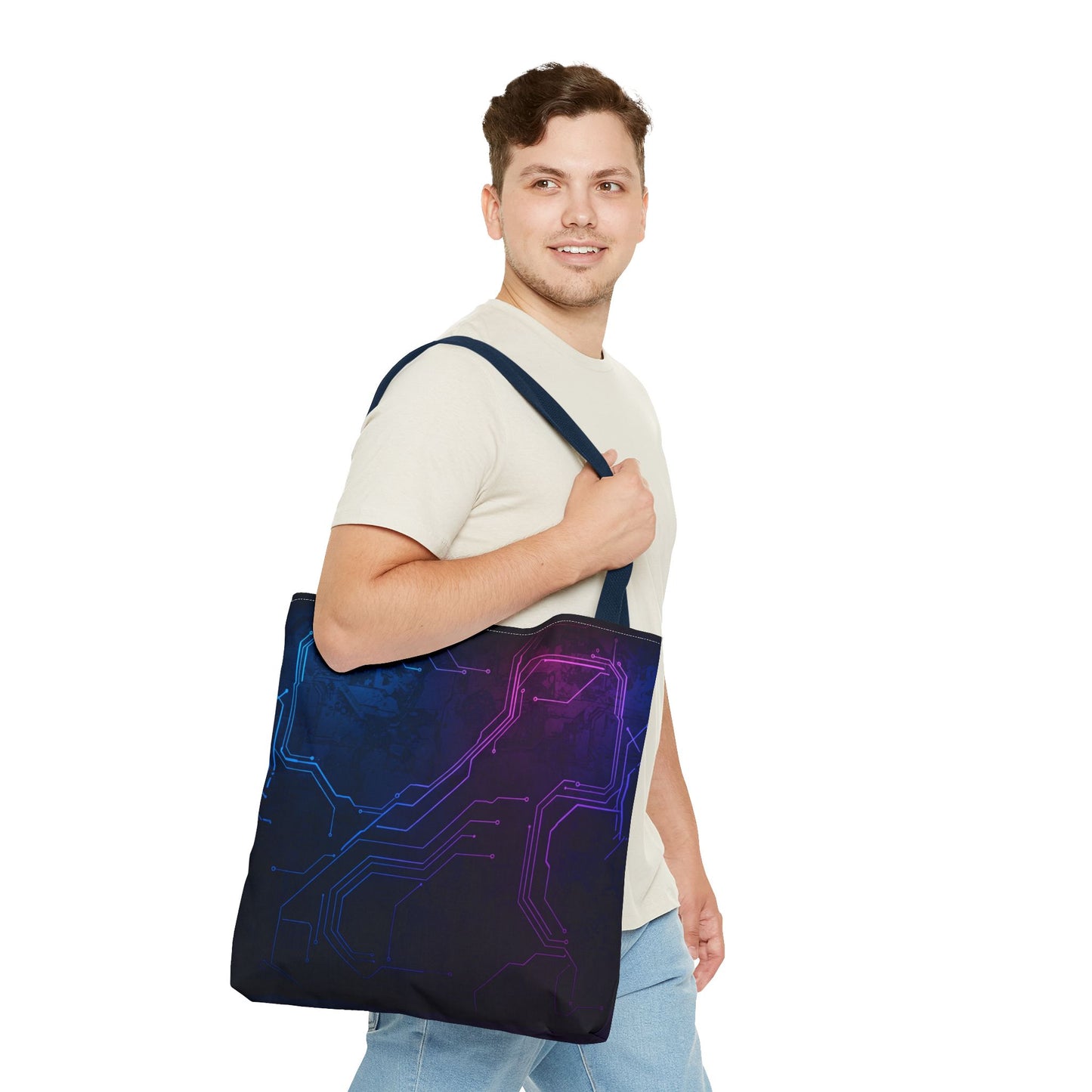 Futuristic Circuit Design Tote Bag | Tech Lover Gift, Stylish Shopping Bag, Geek Chic Tote, AOP Carryall, Unique Gift Idea
