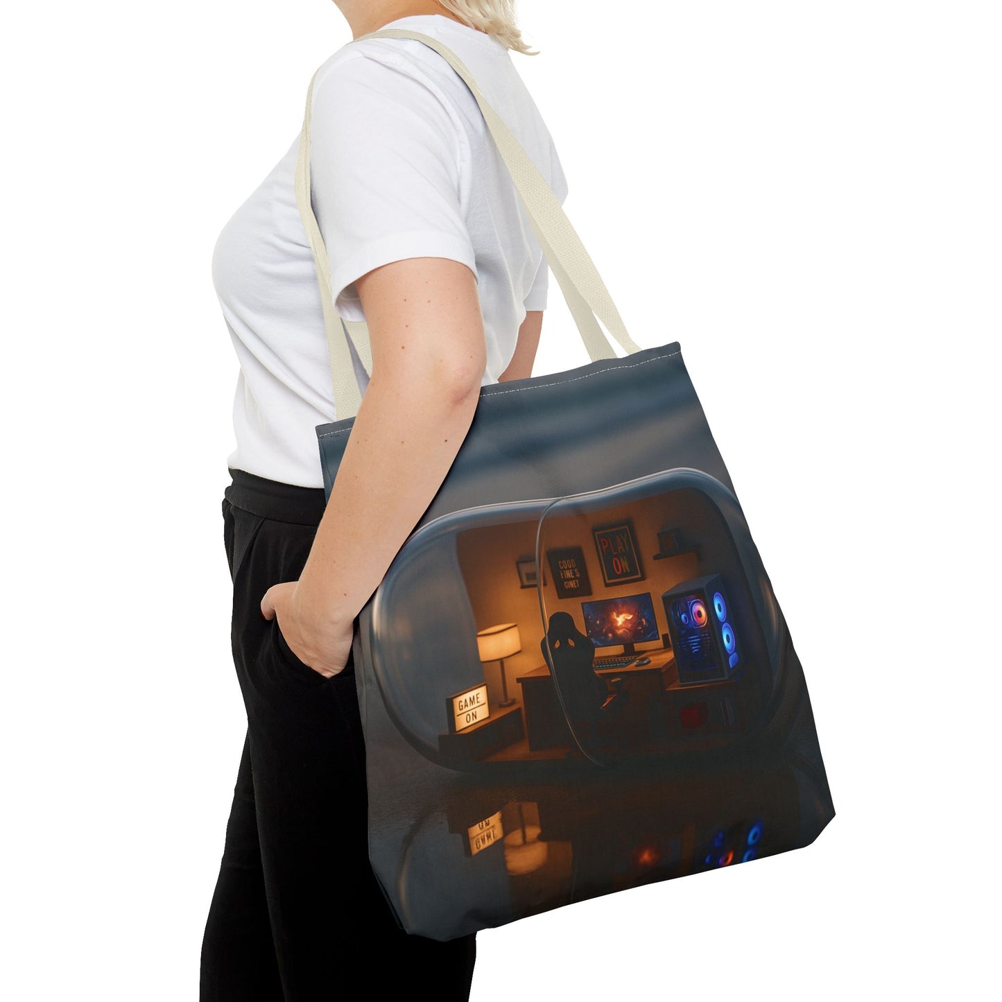 Cozy Gamer Tote Bag, Comfortable Carryall for Gamers, Geek Chic Bag, Fun Tote for Game Nights, Stylish Reusable Shopping Bag