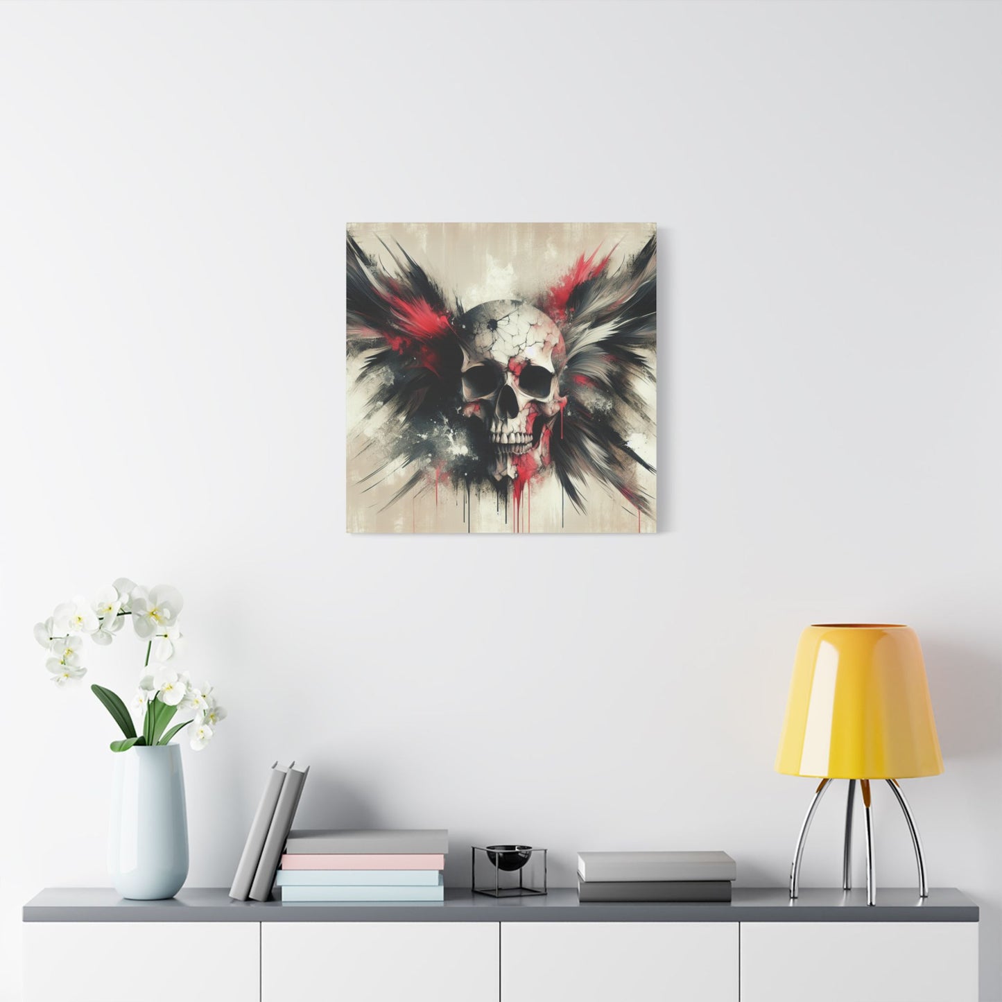 Gothic Skull Wall Art, Dark Art Canvas, Edgy Home Decor, Unique Gift for Halloween, Metalhead Wall Piece